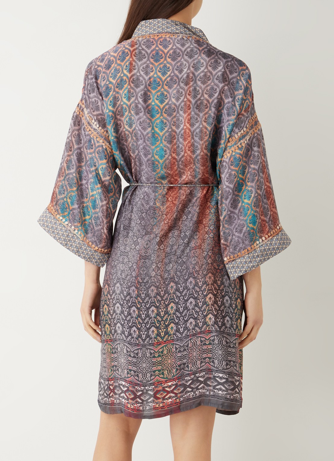 Rituals Jaypur Saree kimono van satijn met paisley dessin - achterkant 5 lichtblauw