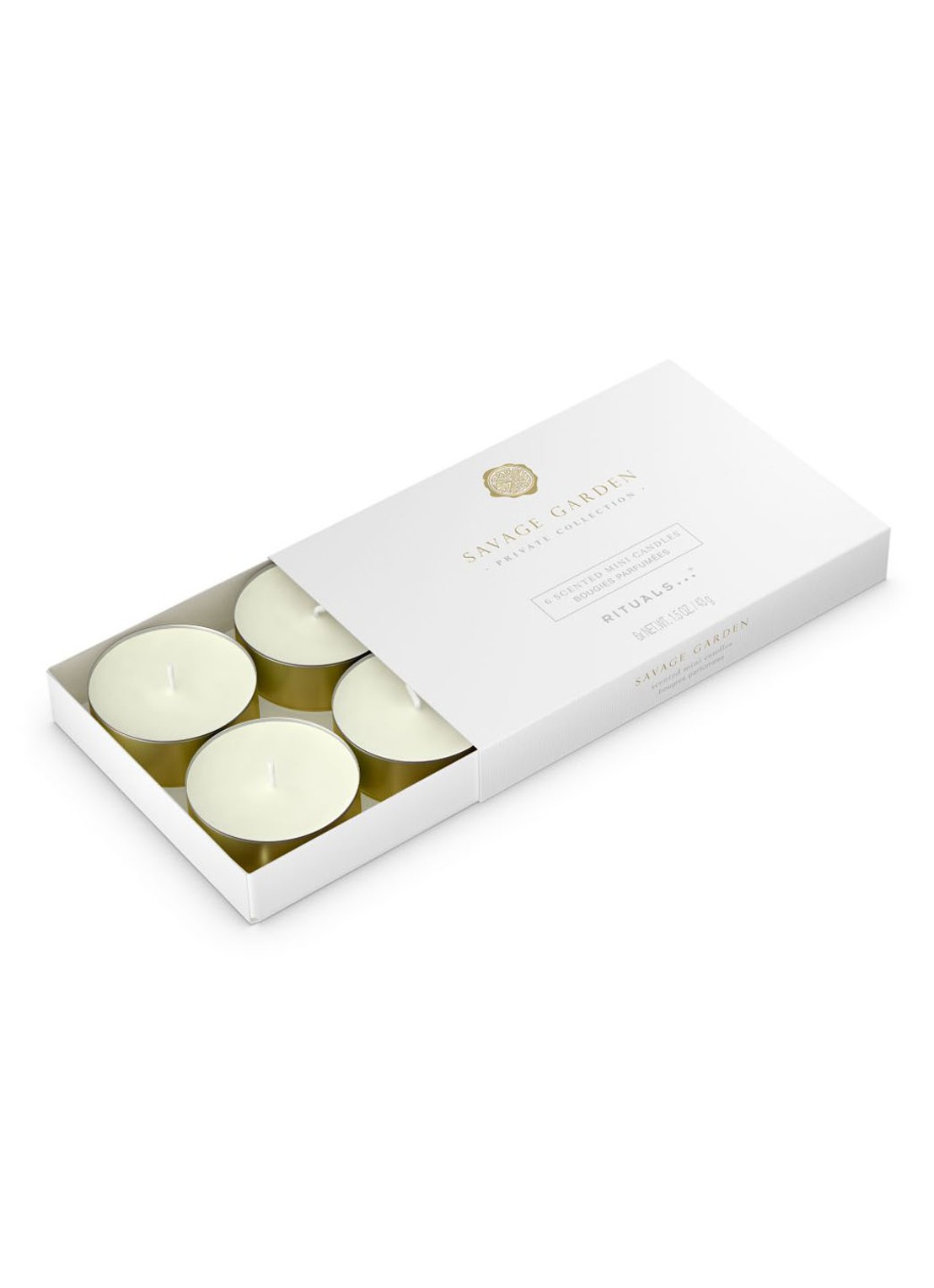 Rituals Savage Garden mini geurkaars set van 6 - voorkant wit