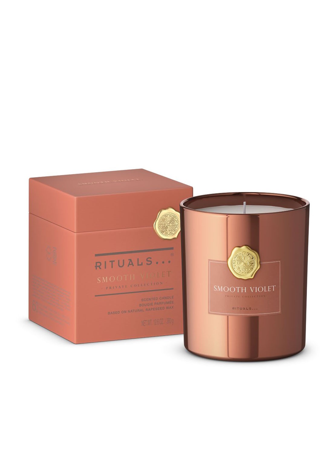 Rituals Smooth Violet geurkaars 360 cm - voorkant 2 oranjebruin