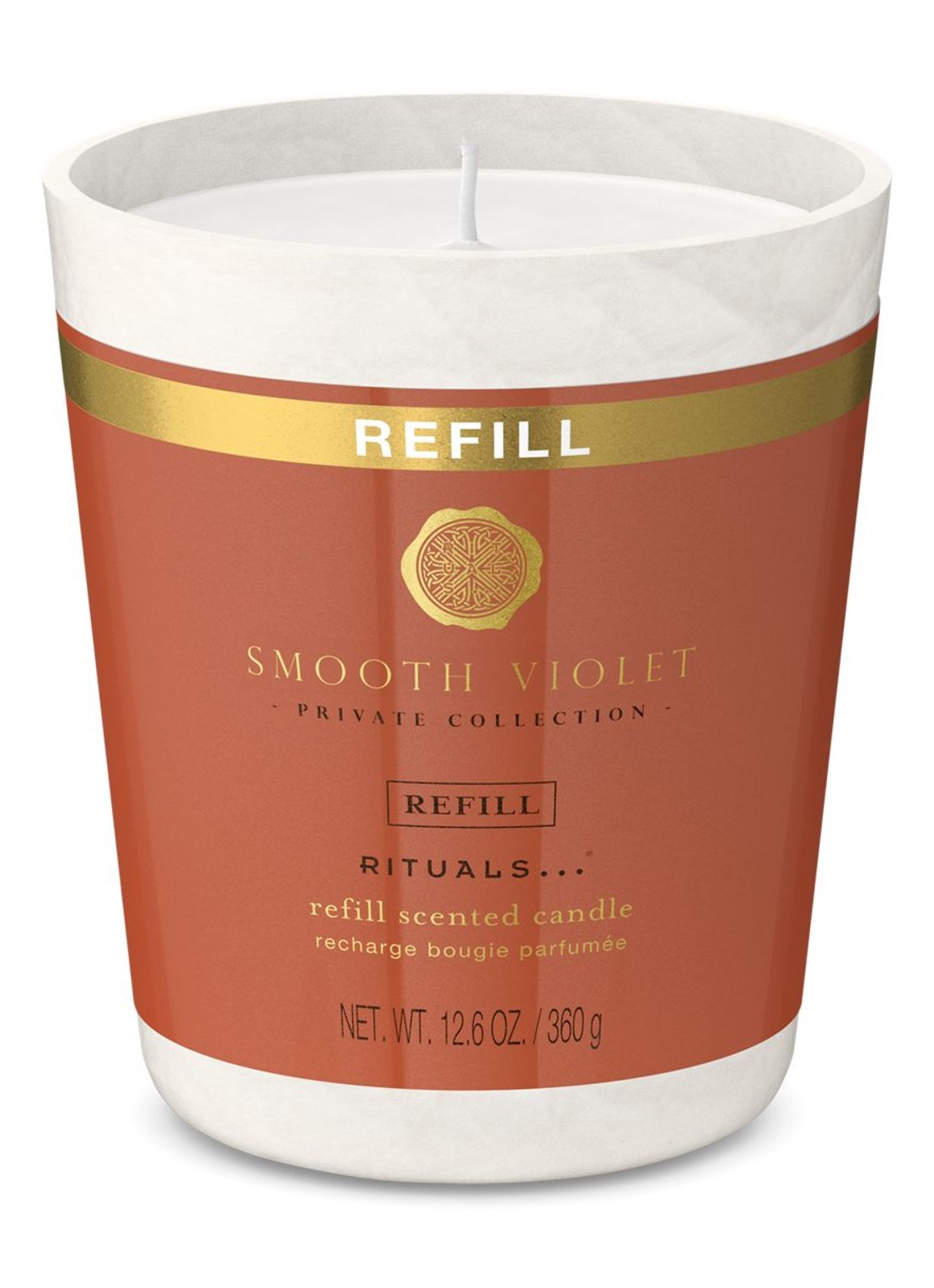 Rituals Smooth Violet Refill Scented Candle - navulling geurkaars 360 gram - voorkant 3 beige