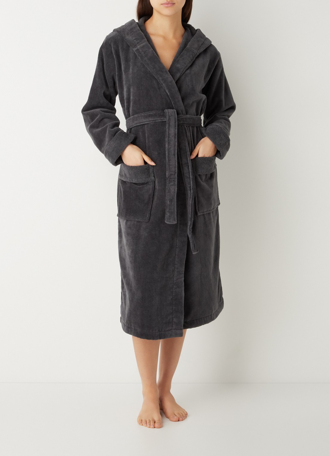 Rituals Super Smooth badjas van katoen - voorkant 3 antraciet