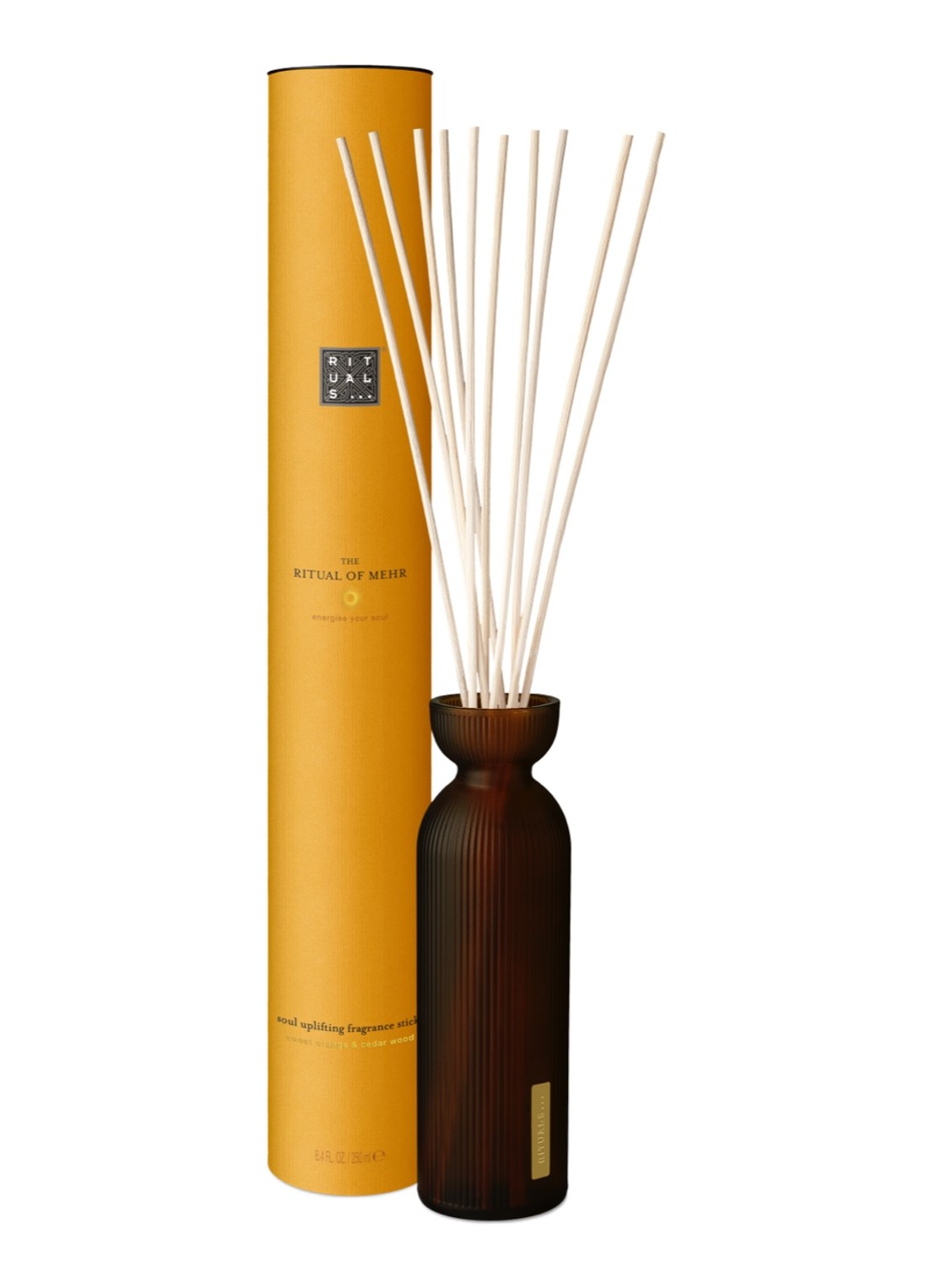 Rituals The Ritual of Mehr Fragrance Sticks - geurstokjes 250 ml - voorkant okergeel