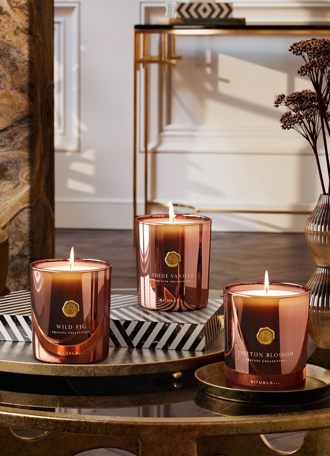 Rituals Wild Fig Scented Candle - geurkaars 360 gram - detail 6 beige