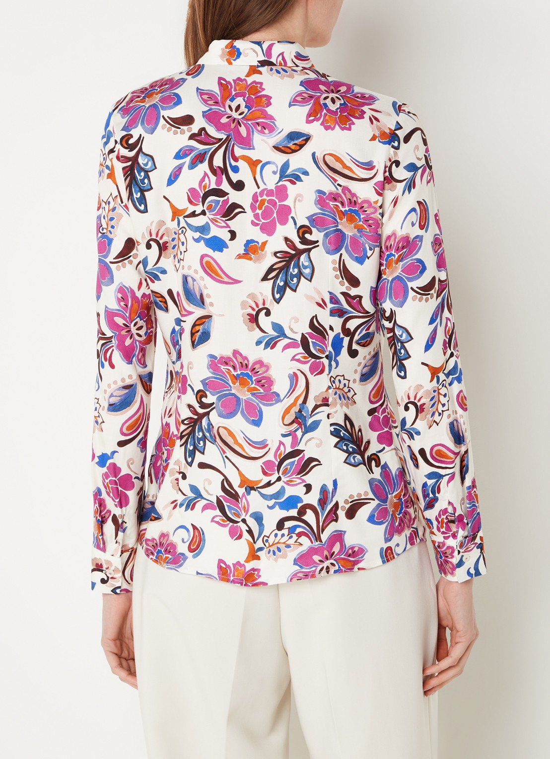 River Woods Blouse met bloemenprint - achterkant donkerroze