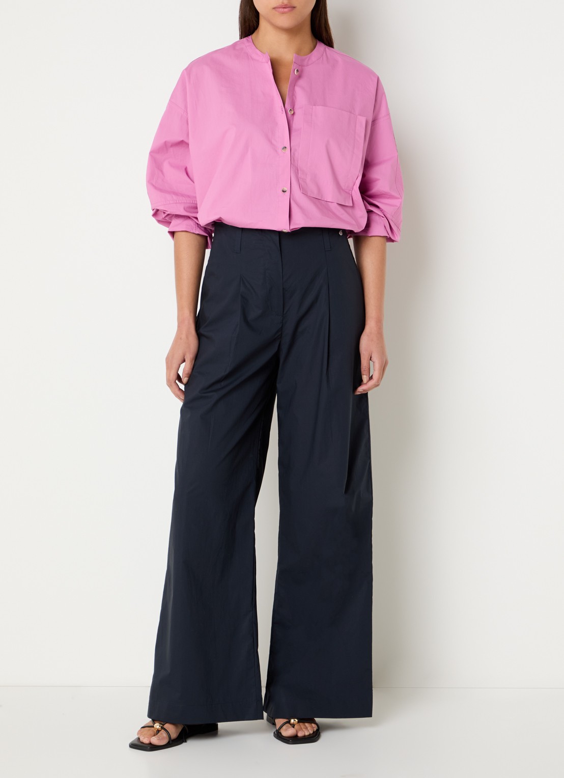 River Woods Blouse met borstzak - voorkant 4 roze