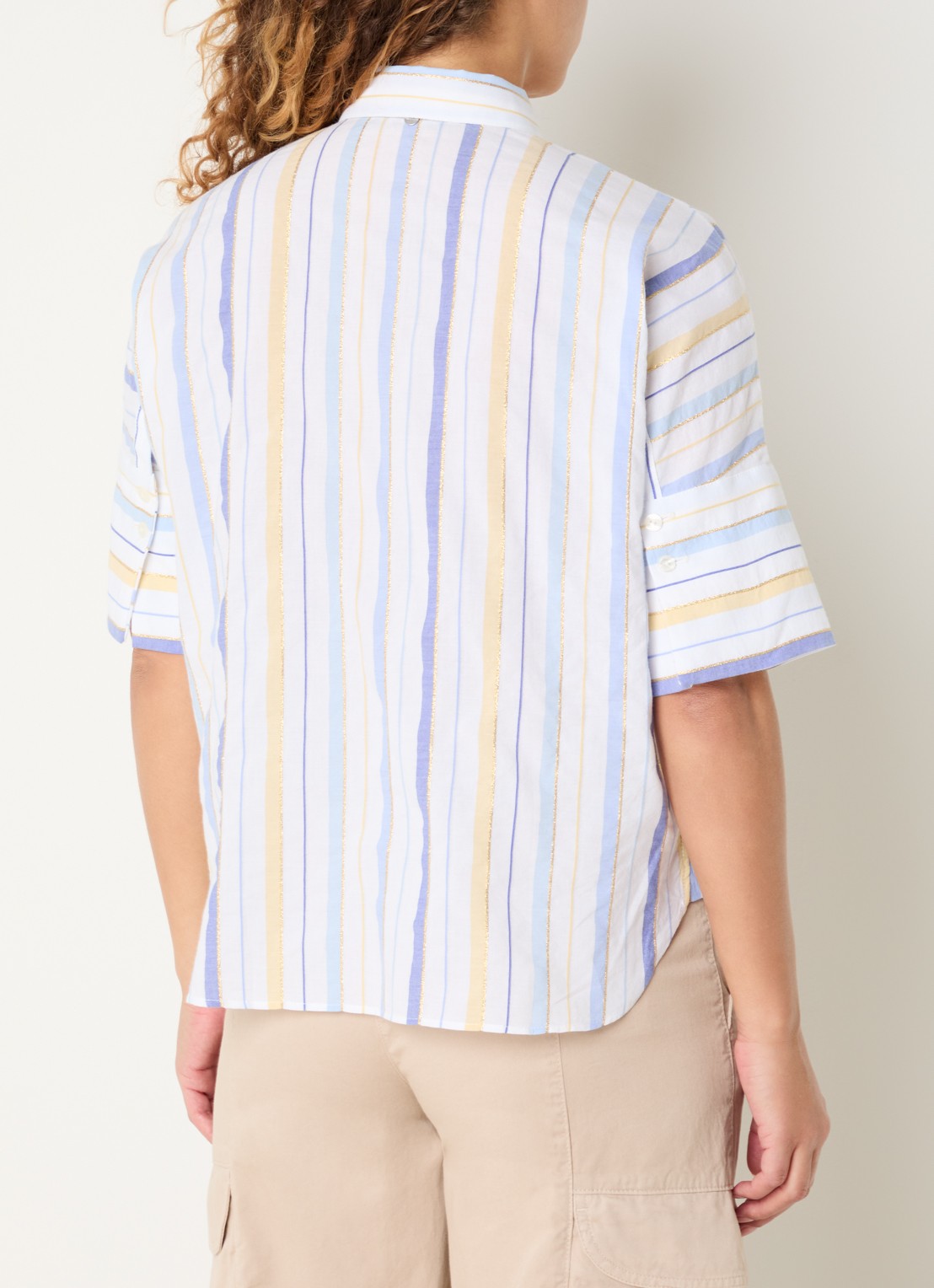 River Woods Blouse met glitter streepprint - achterkant 3 goud