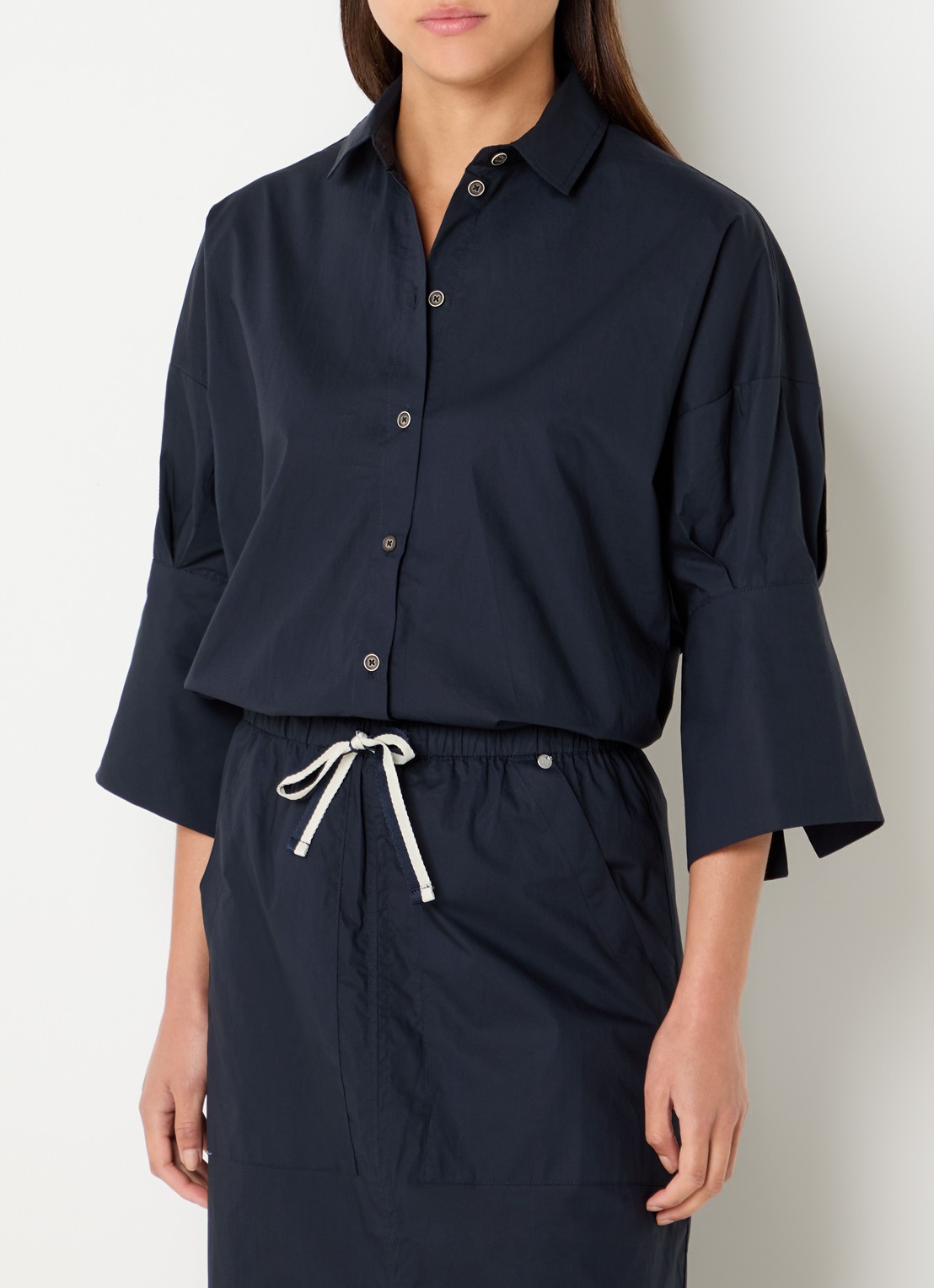 River Woods Blouse met kraag - detail 4 indigo