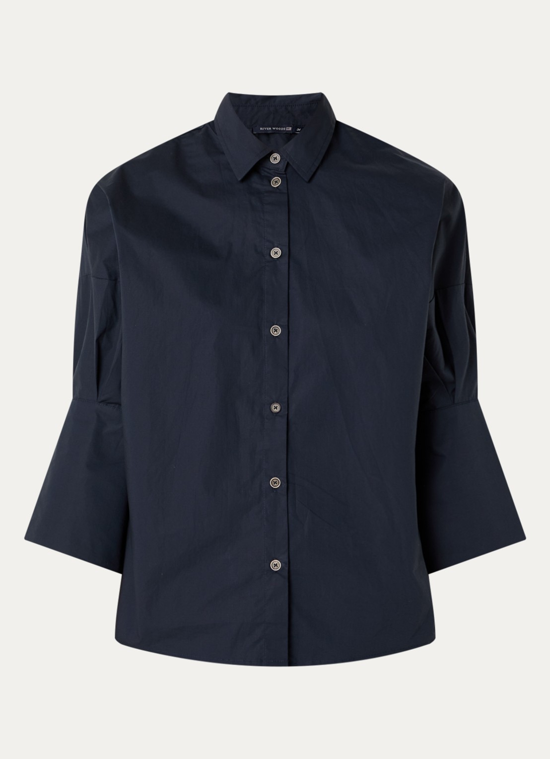 River Woods Blouse met kraag - voorkant indigo