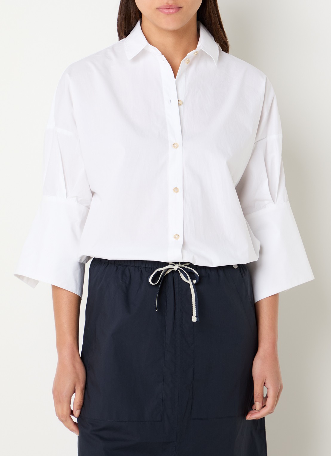 River Woods Blouse met kraag - detail wit