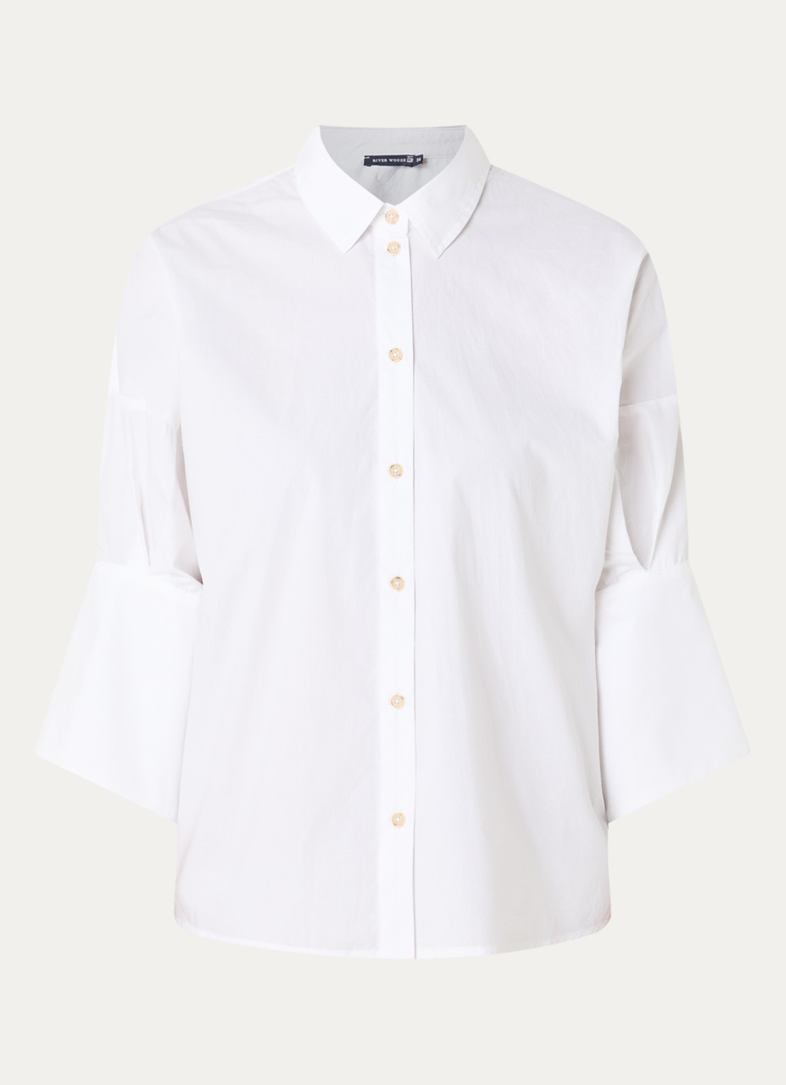 River Woods Blouse met kraag - voorkant 3 wit