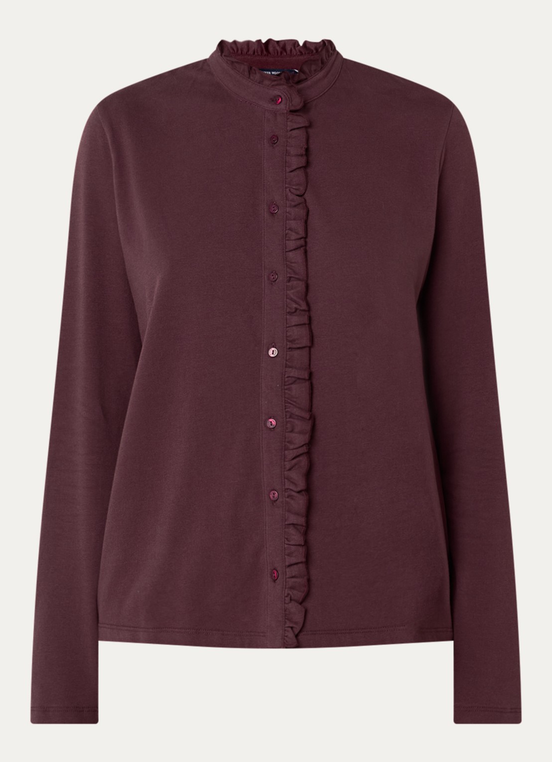 River Woods Blouse met opstaande kraag - voorkant 3 bordeauxrood
