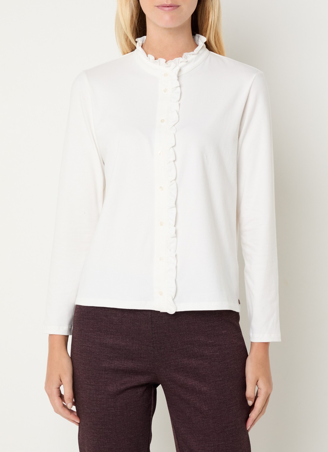River Woods Blouse met opstaande kraag - detail 4 gebroken wit