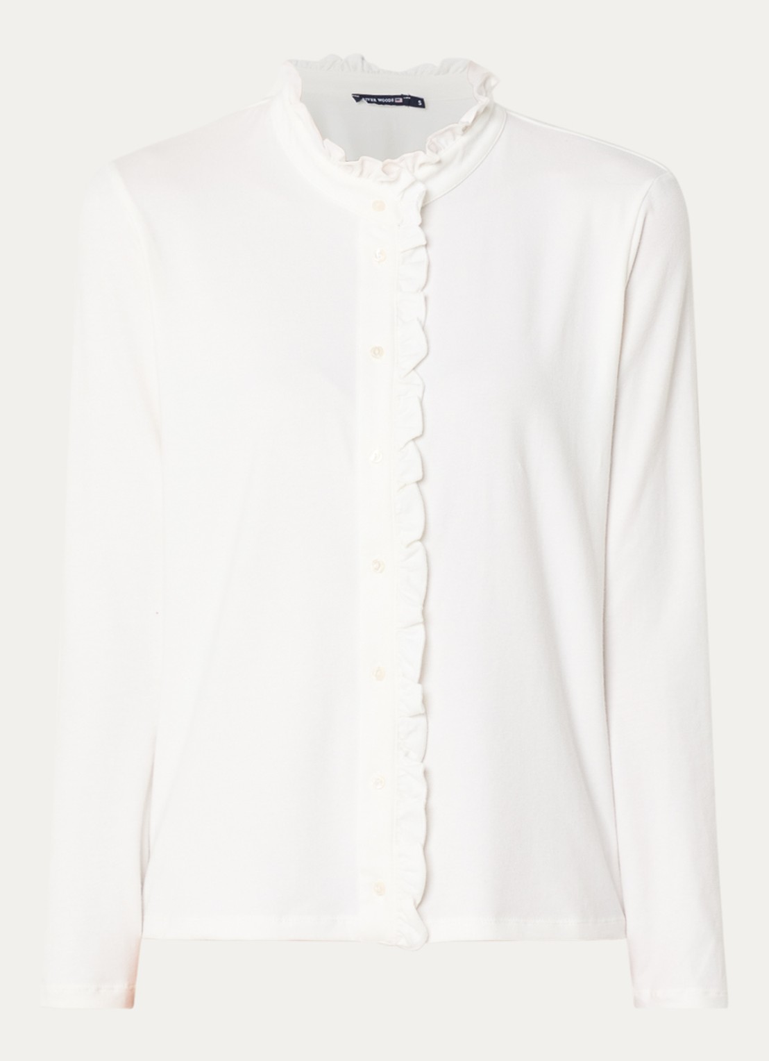 River Woods Blouse met opstaande kraag - voorkant 2 gebroken wit