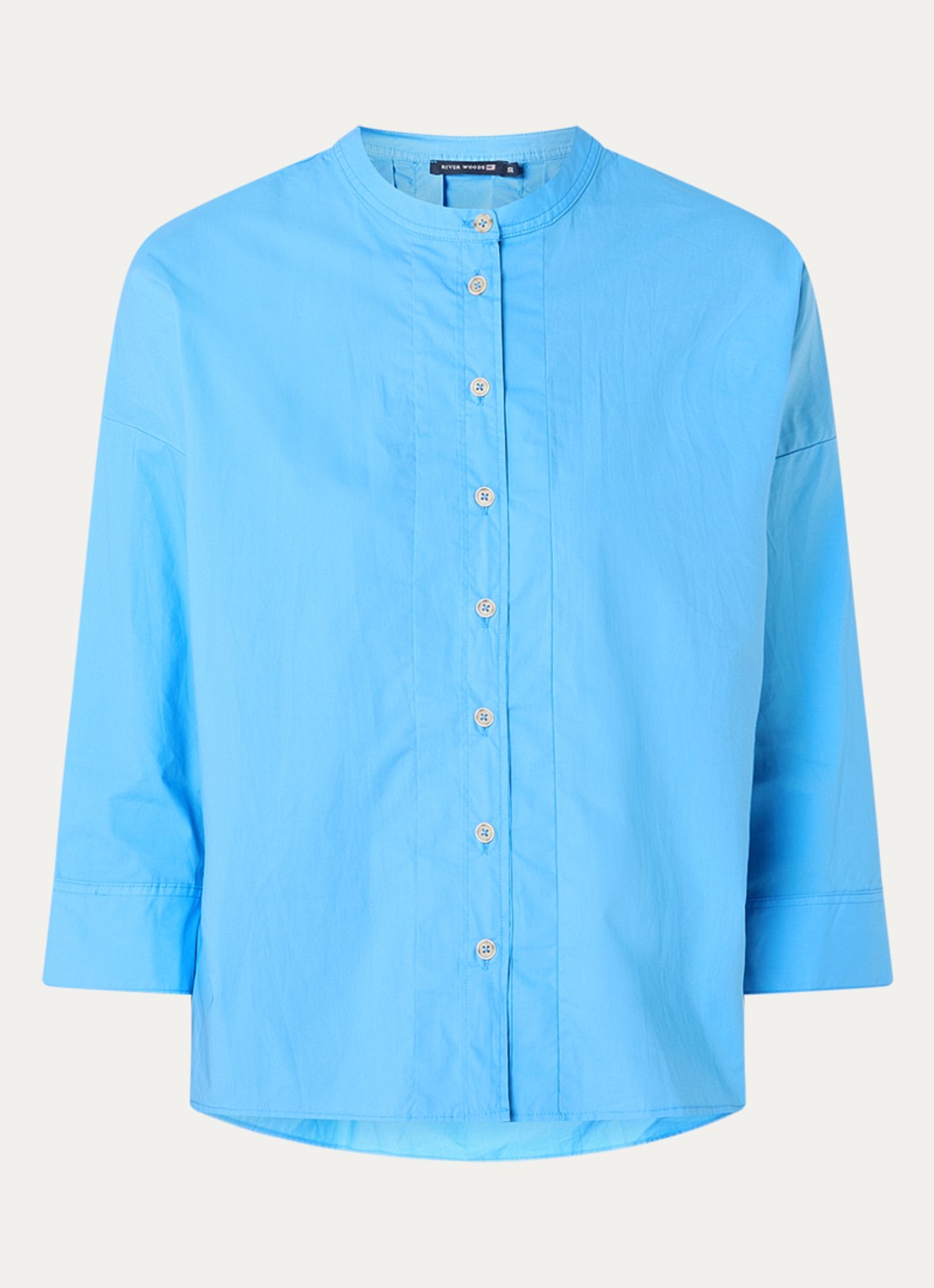 River Woods Blouse met plooidetail - voorkant blauw