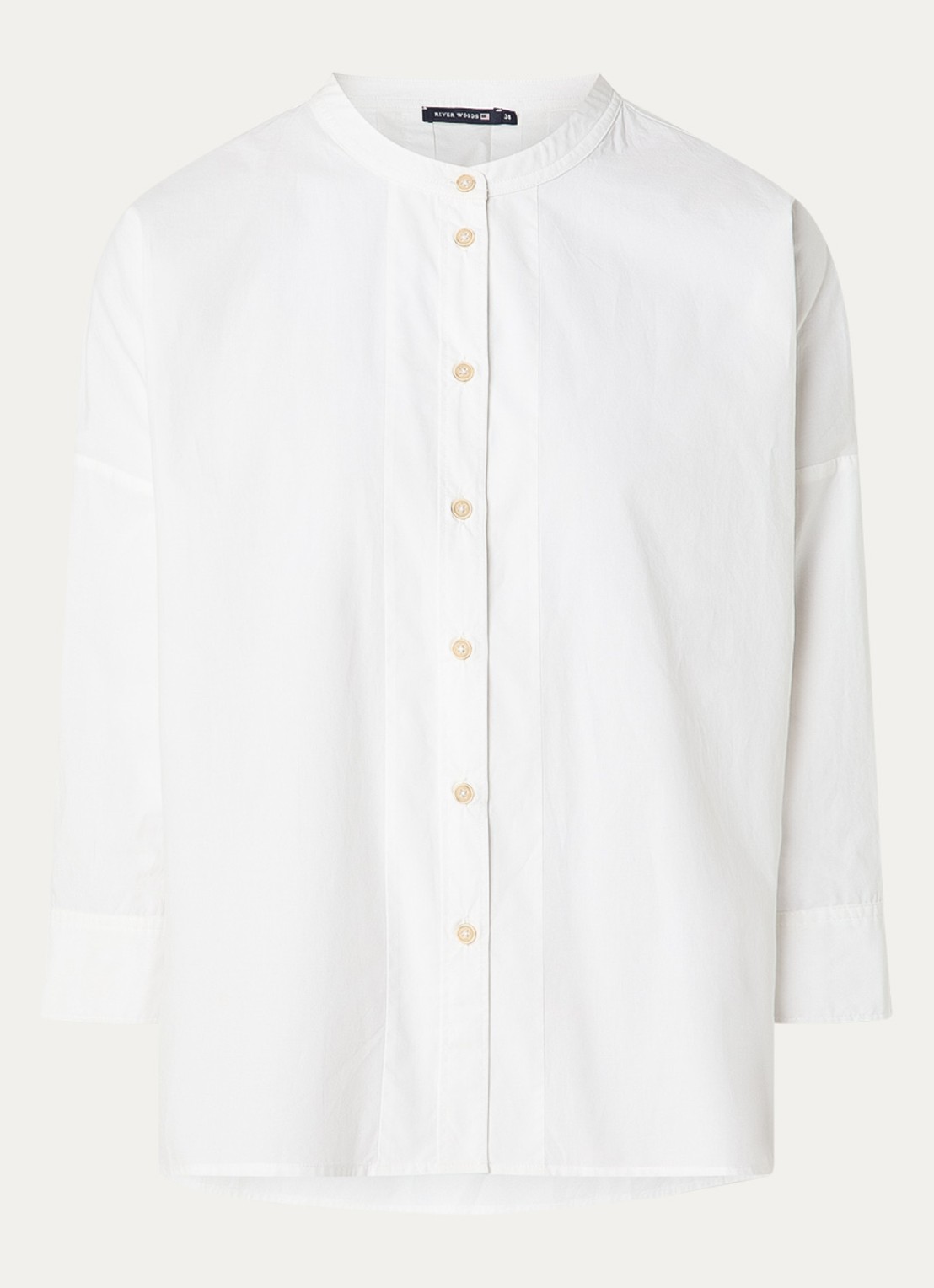 River Woods Blouse met plooidetail - voorkant 3 wit