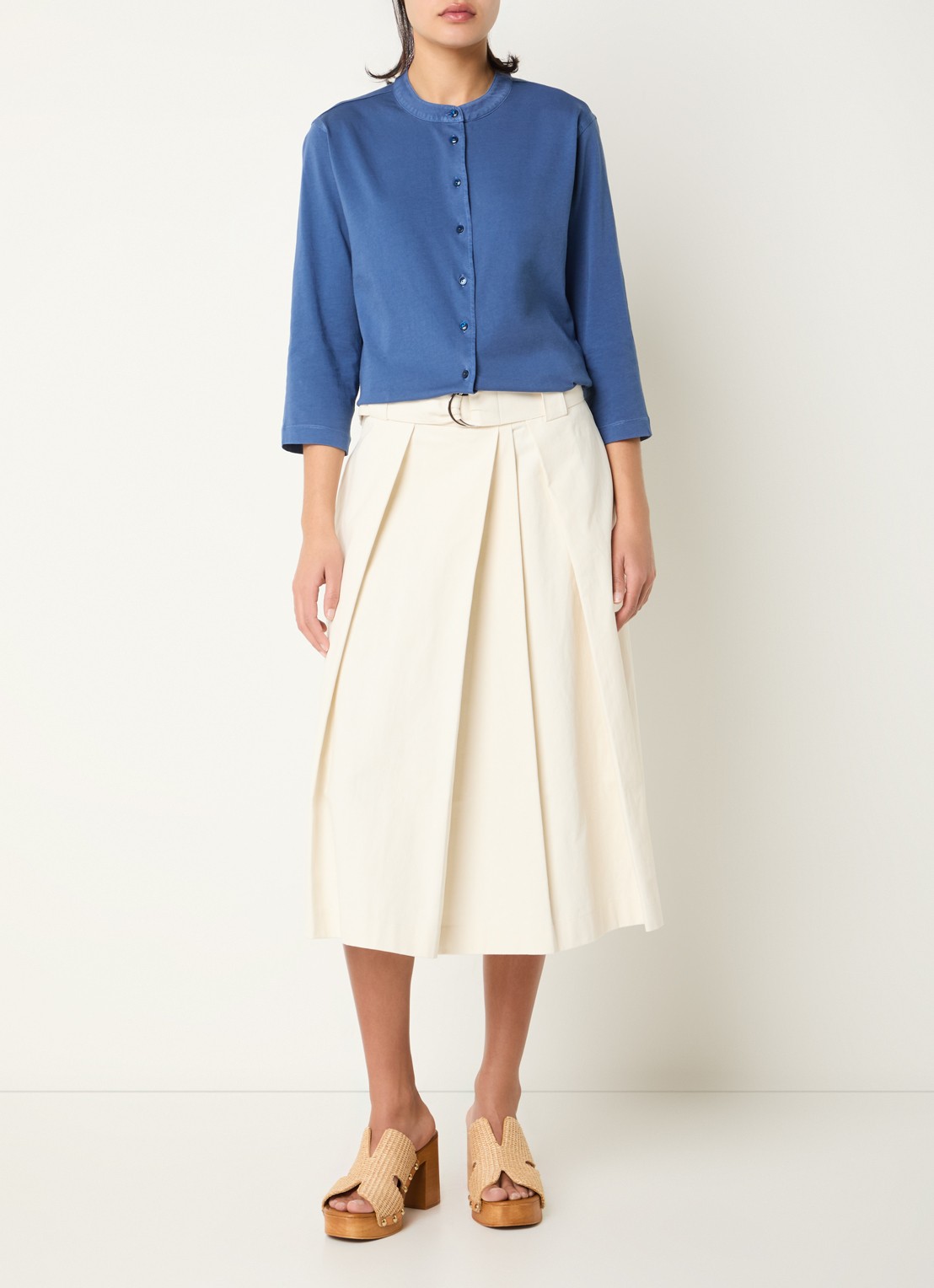 River Woods Blouse met ronde hals - voorkant 2 indigo