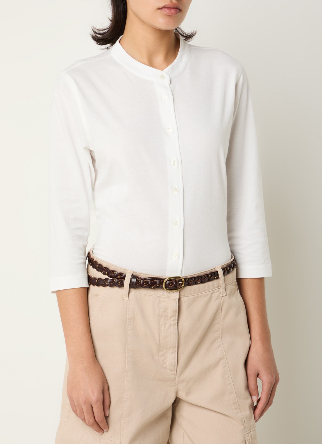 River Woods Blouse met ronde hals - detail wit