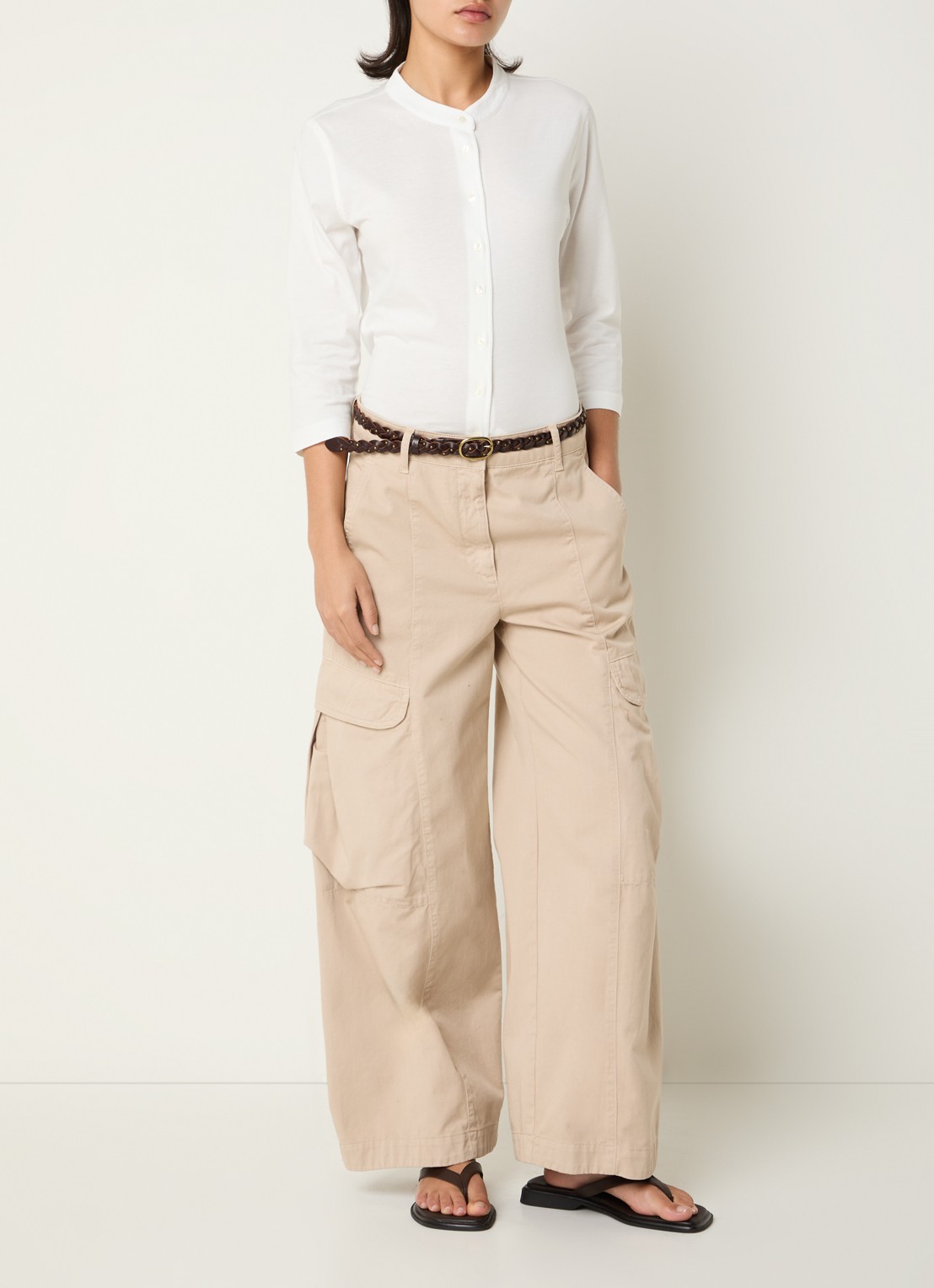 River Woods Blouse met ronde hals - voorkant 4 wit