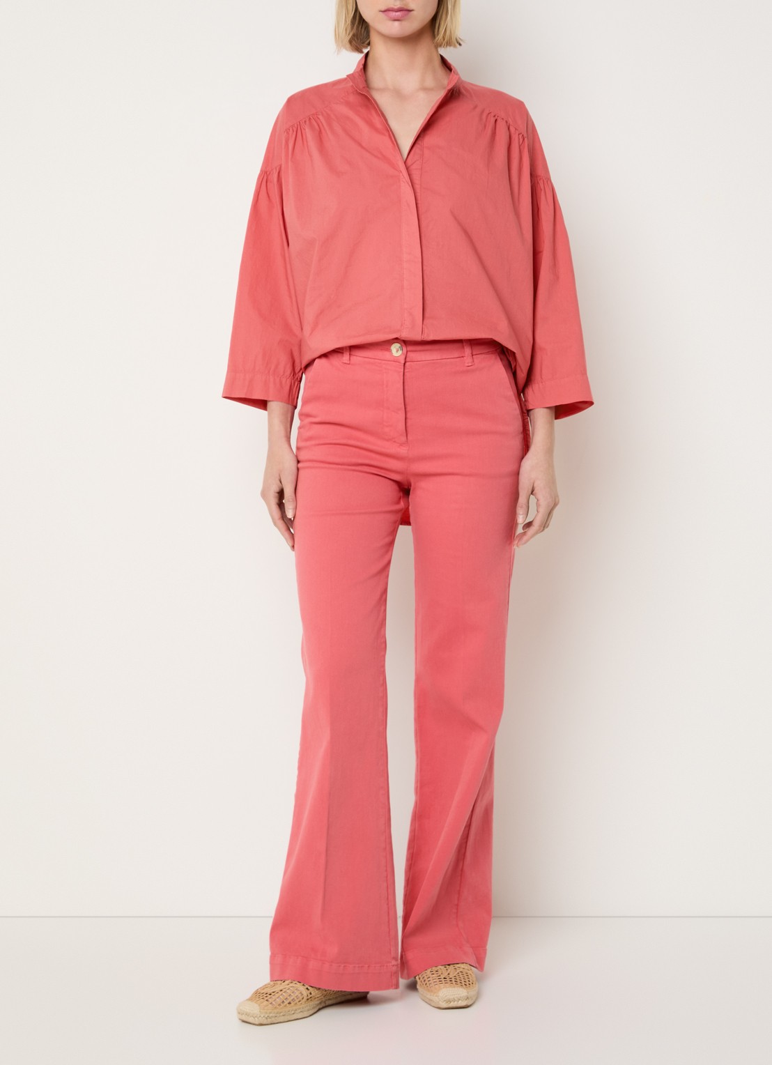 River Woods Blouse met ronde hals - voorkant 3 roze