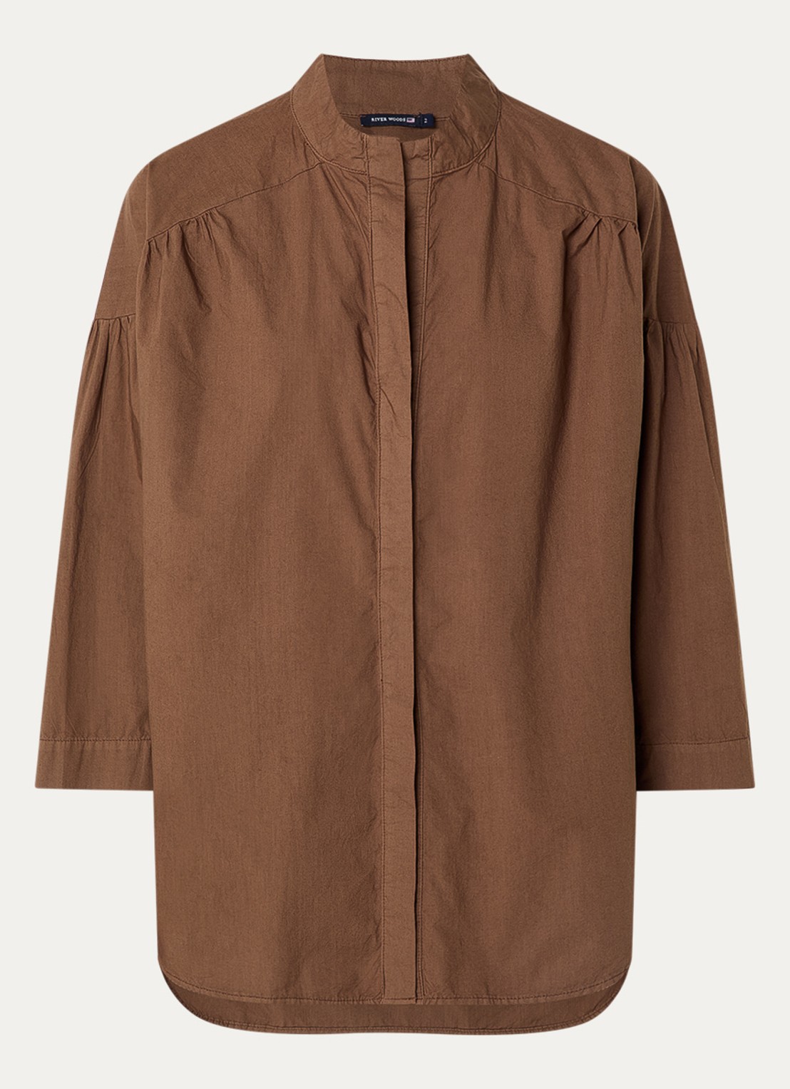 River Woods Blouse met ronde hals - voorkant bruin