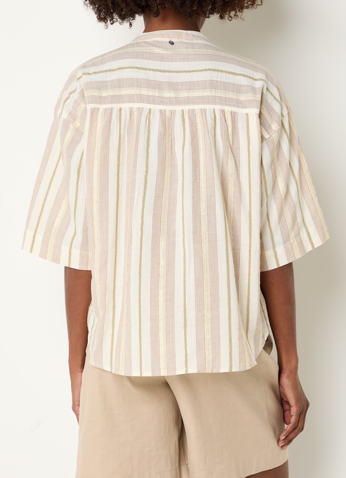 River Woods Blouse met streepprint en lurex - achterkant 4 beige