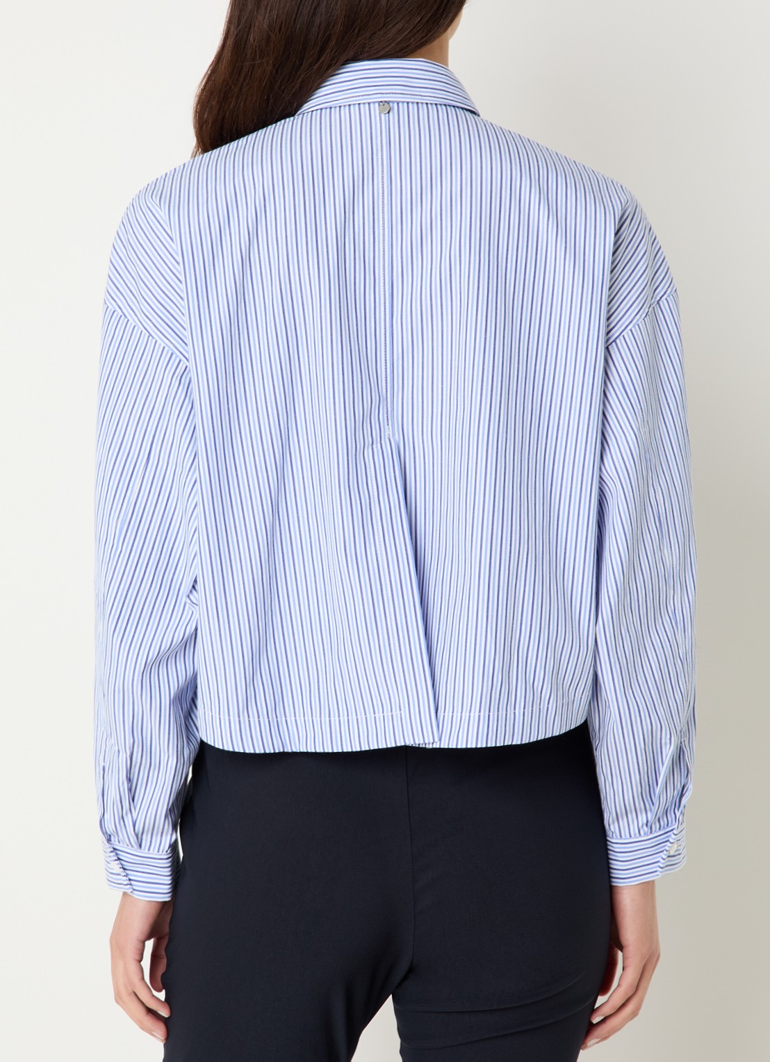 River Woods Blouse met streepprint en strikdetail - achterkant indigo