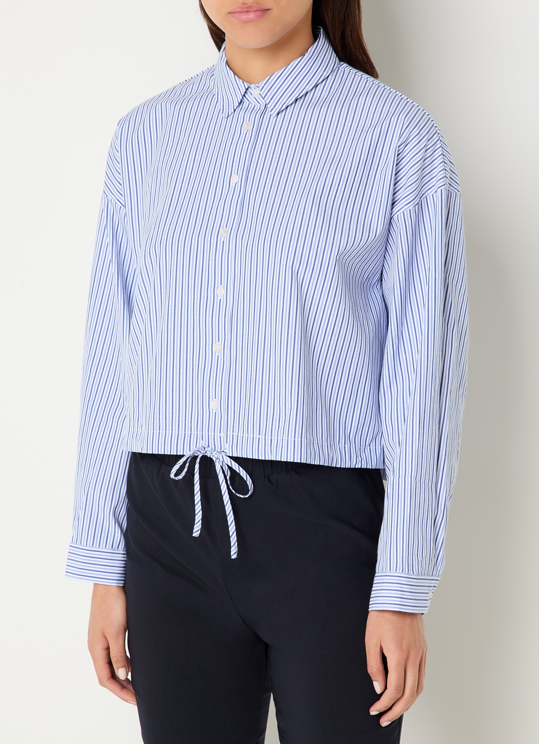 River Woods Blouse met streepprint en strikdetail - detail 2 indigo