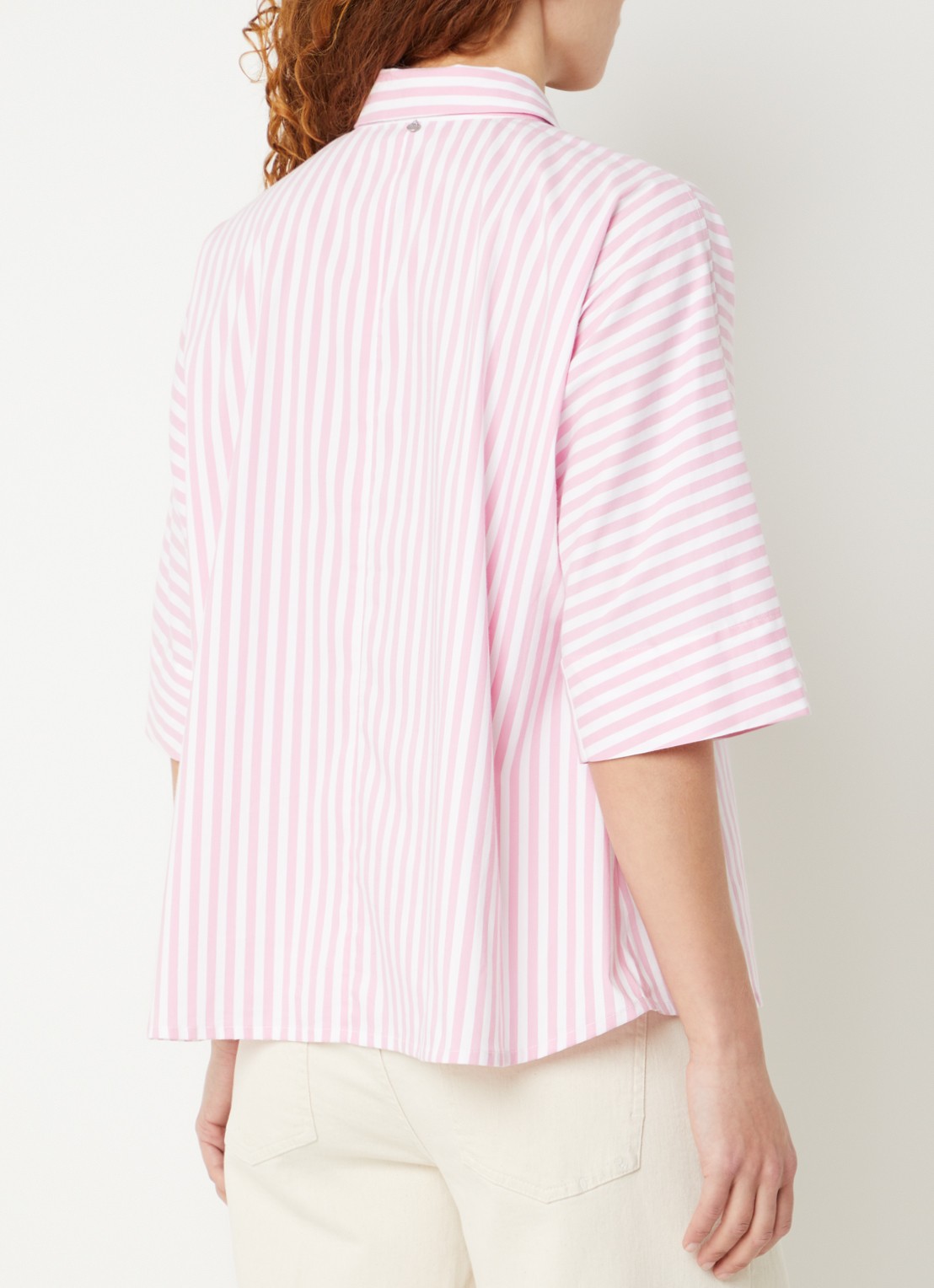 River Woods Blouse met streepprint - achterkant 4 lichtroze