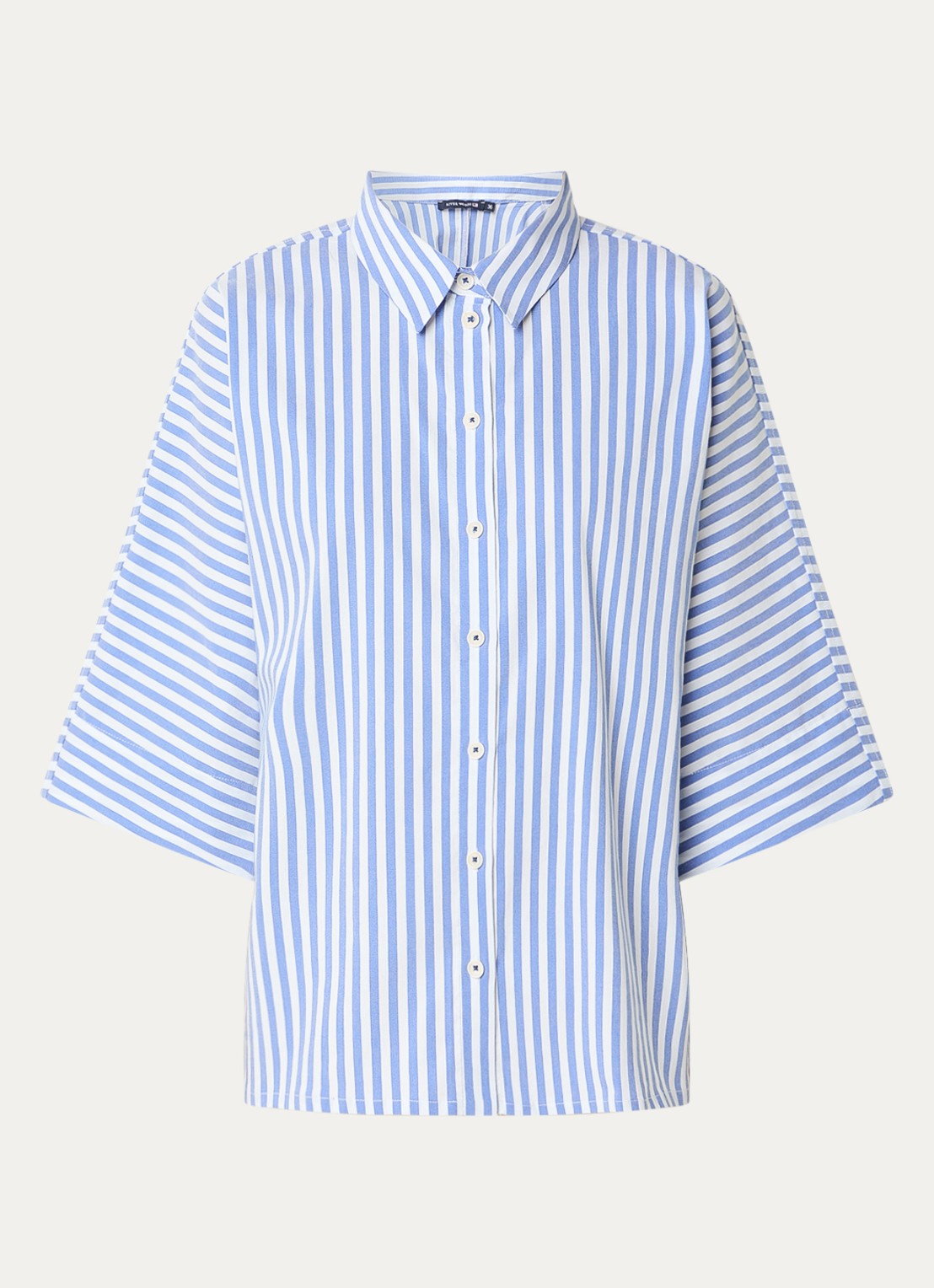 River Woods Blouse met streepprint - voorkant 3 blauw