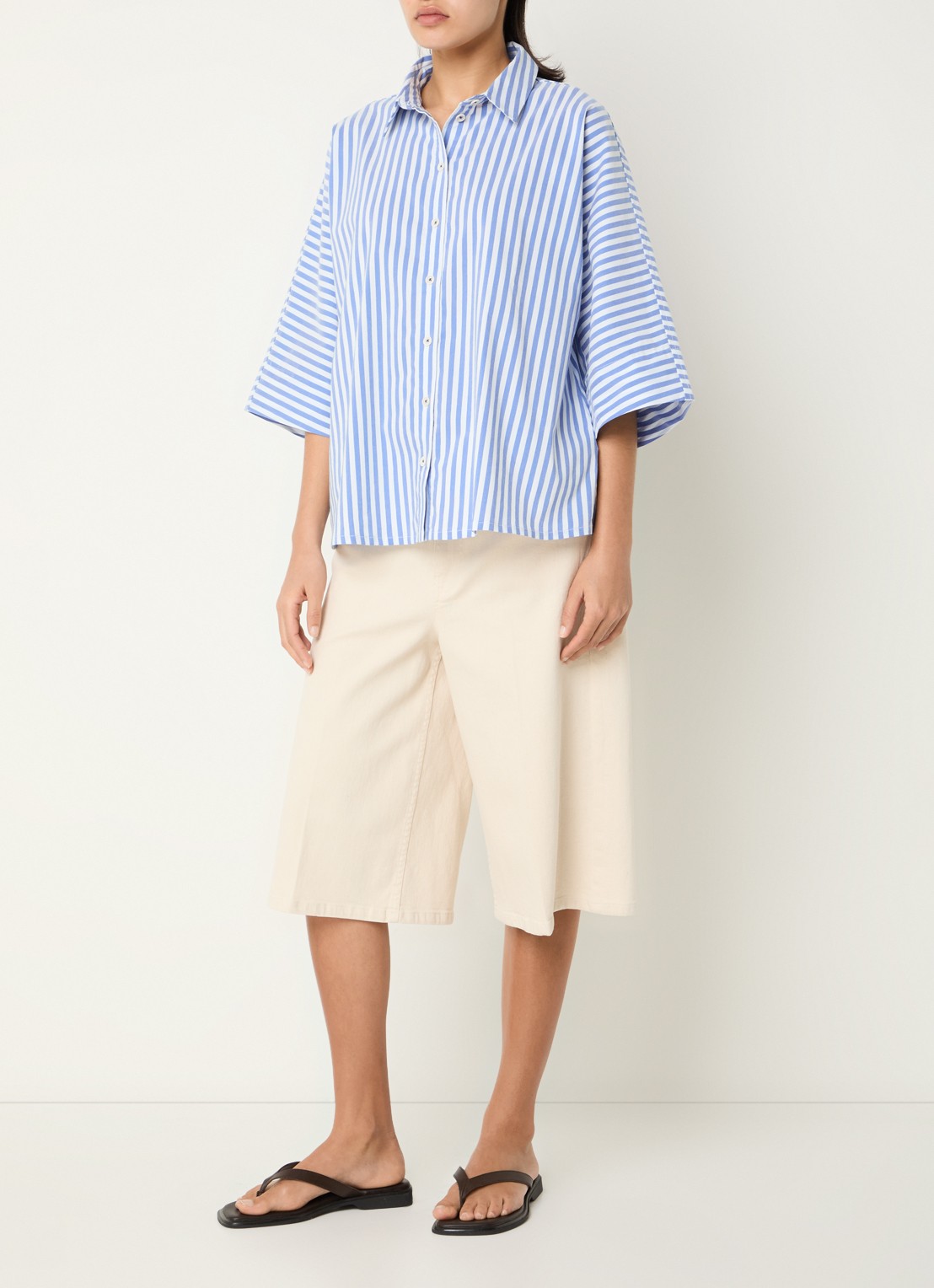 River Woods Blouse met streepprint - voorkant 4 blauw