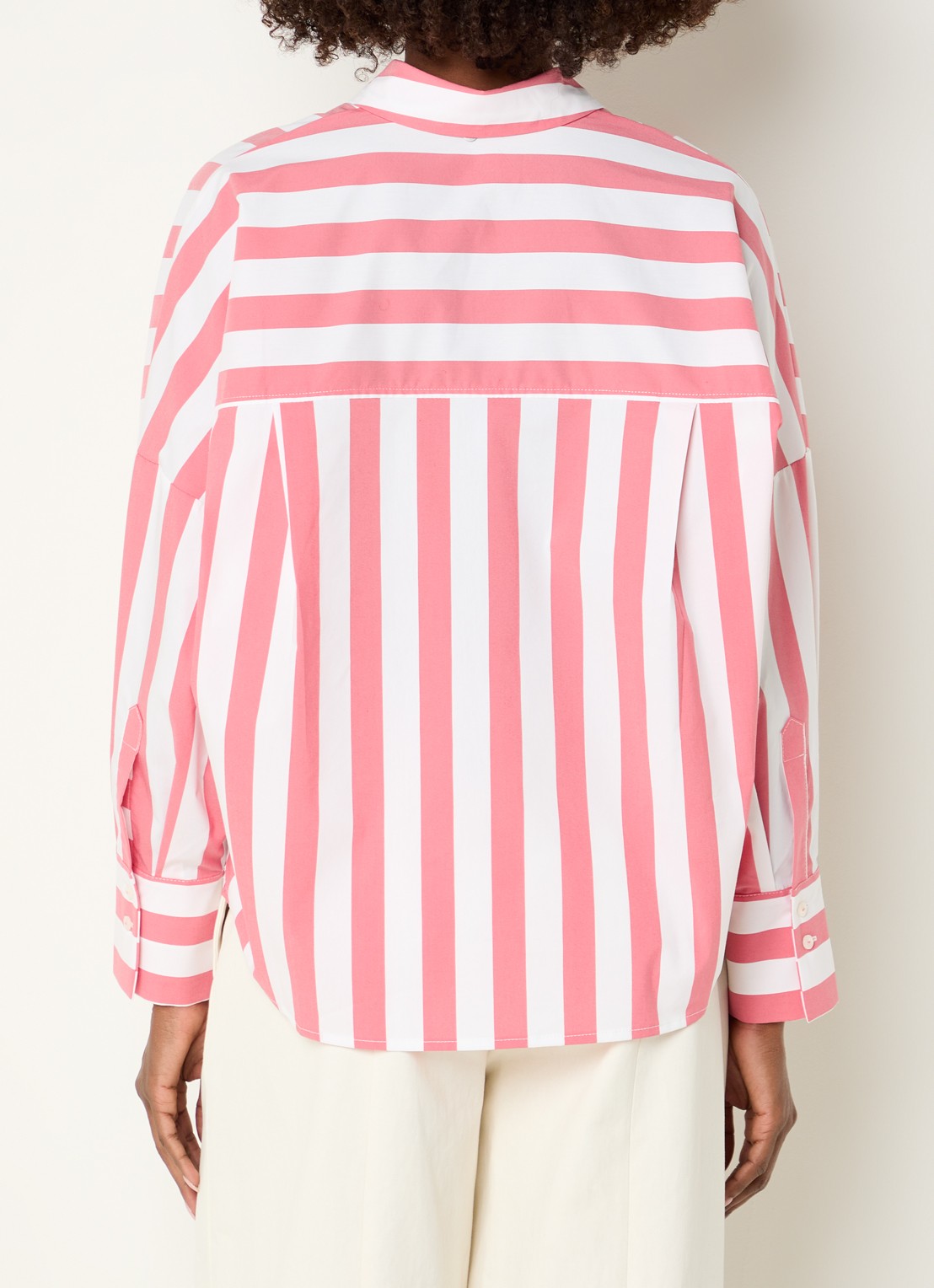 River Woods Blouse met streepprint - achterkant 4 koraal