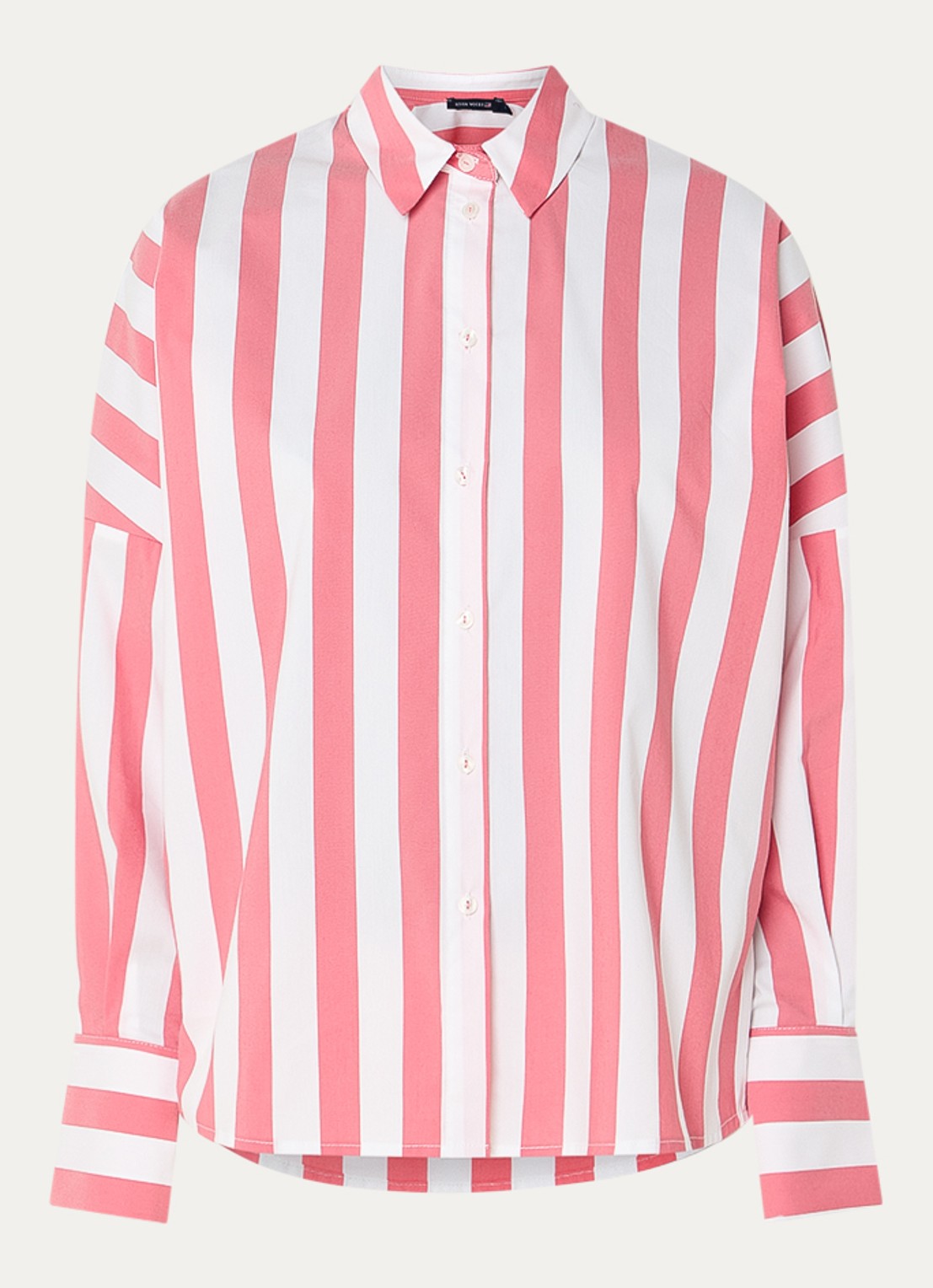 River Woods Blouse met streepprint - voorkant koraal