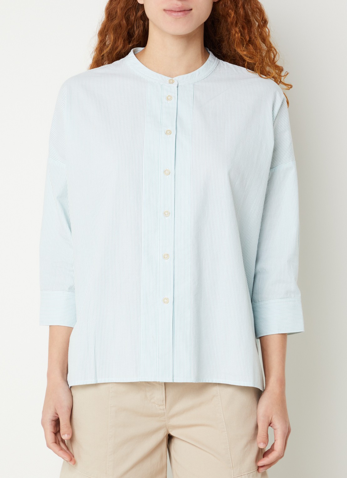 River Woods Blouse met streepprint - detail 2 groen
