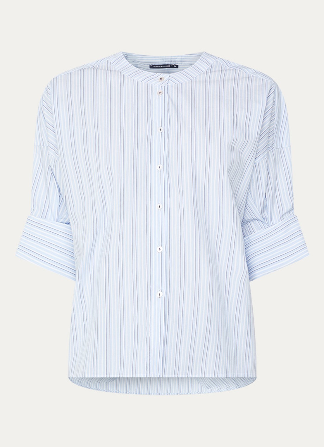 River Woods Blouse met streepprint - voorkant 3 blauw