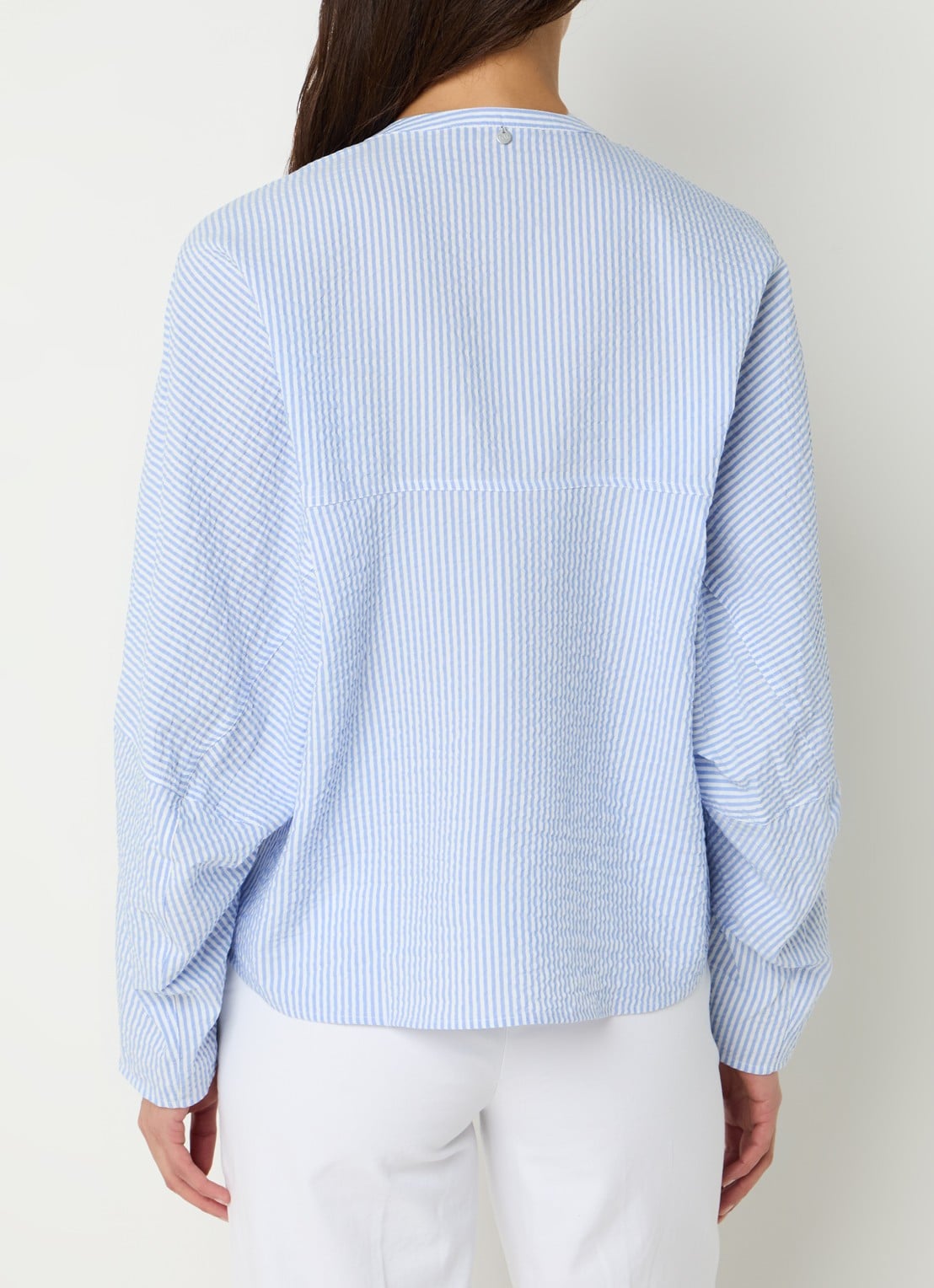 River Woods Blouse met streepprint - achterkant lichtblauw