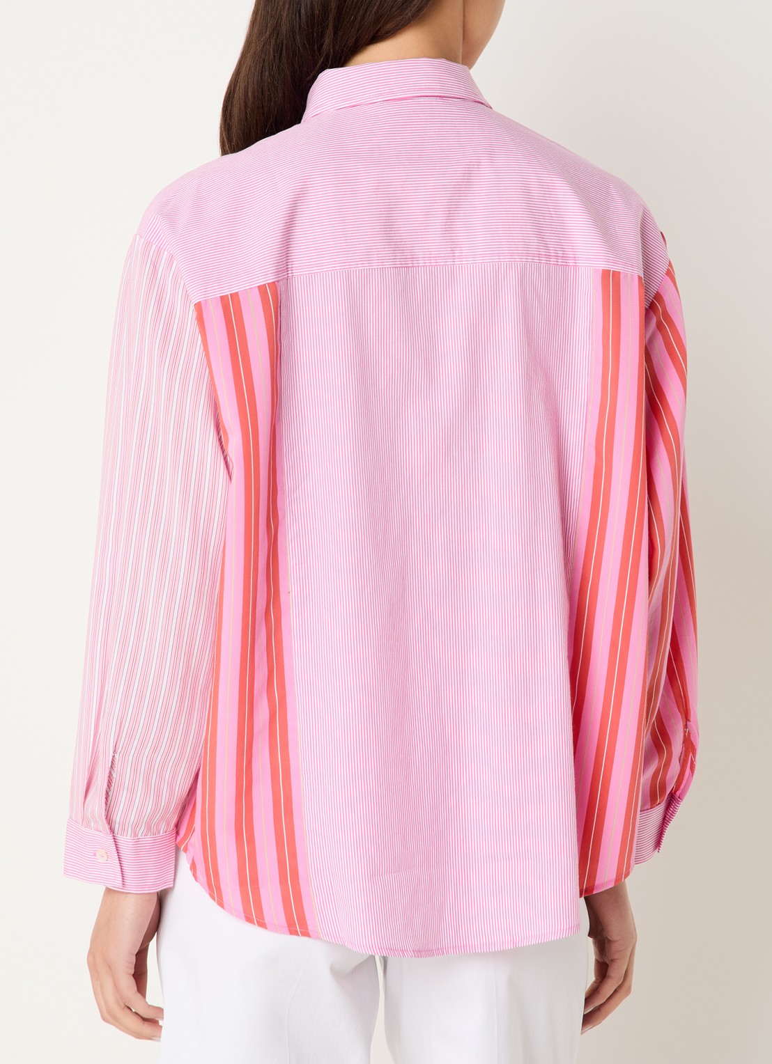 River Woods Blouse met streepprint - achterkant 3 roze