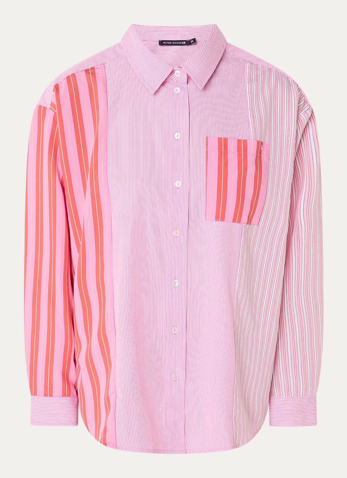 River Woods Blouse met streepprint - voorkant roze