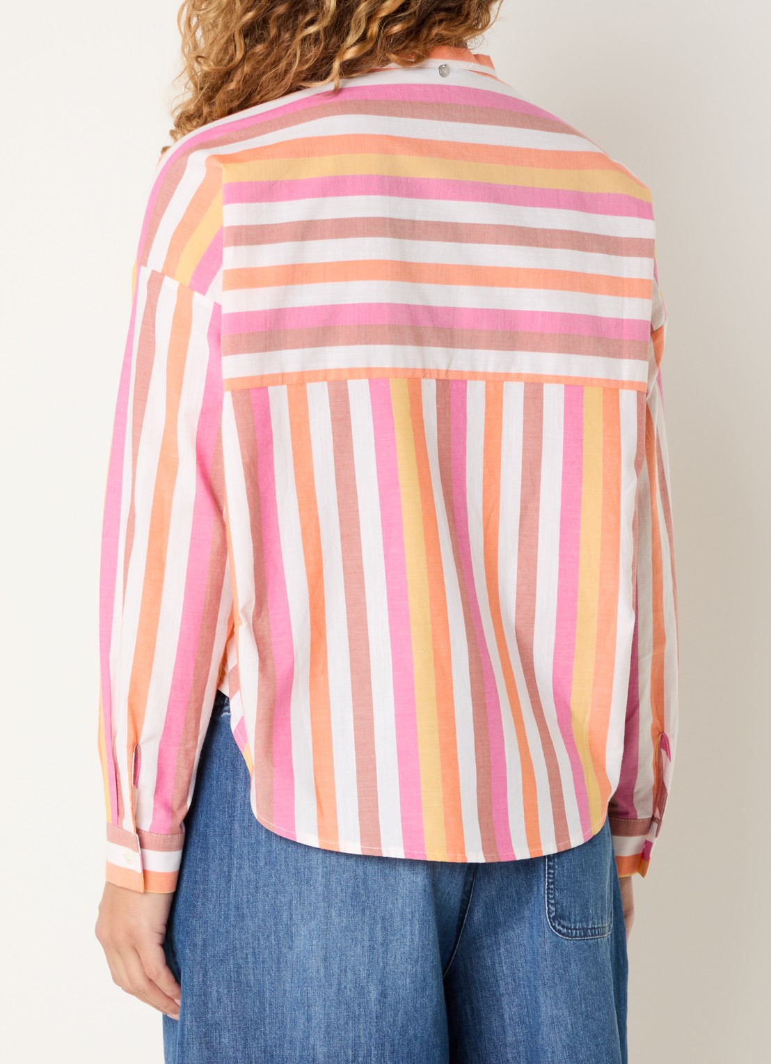 River Woods Blouse met streepprint - achterkant roze