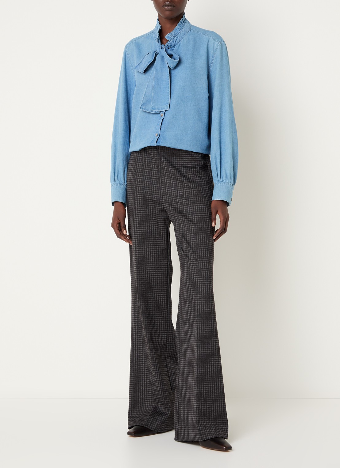River Woods Blouse van chambray - voorkant 4 lichtblauw