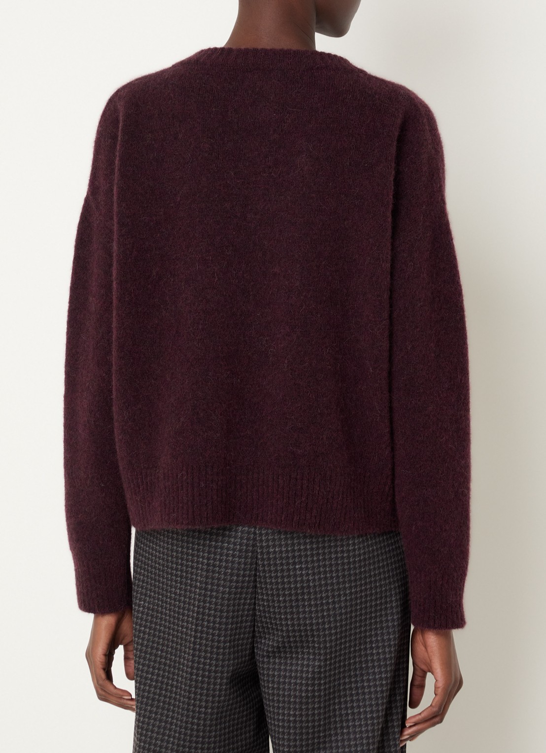 River Woods Fijngebreid vest in alpaca wolblend - achterkant bordeauxrood