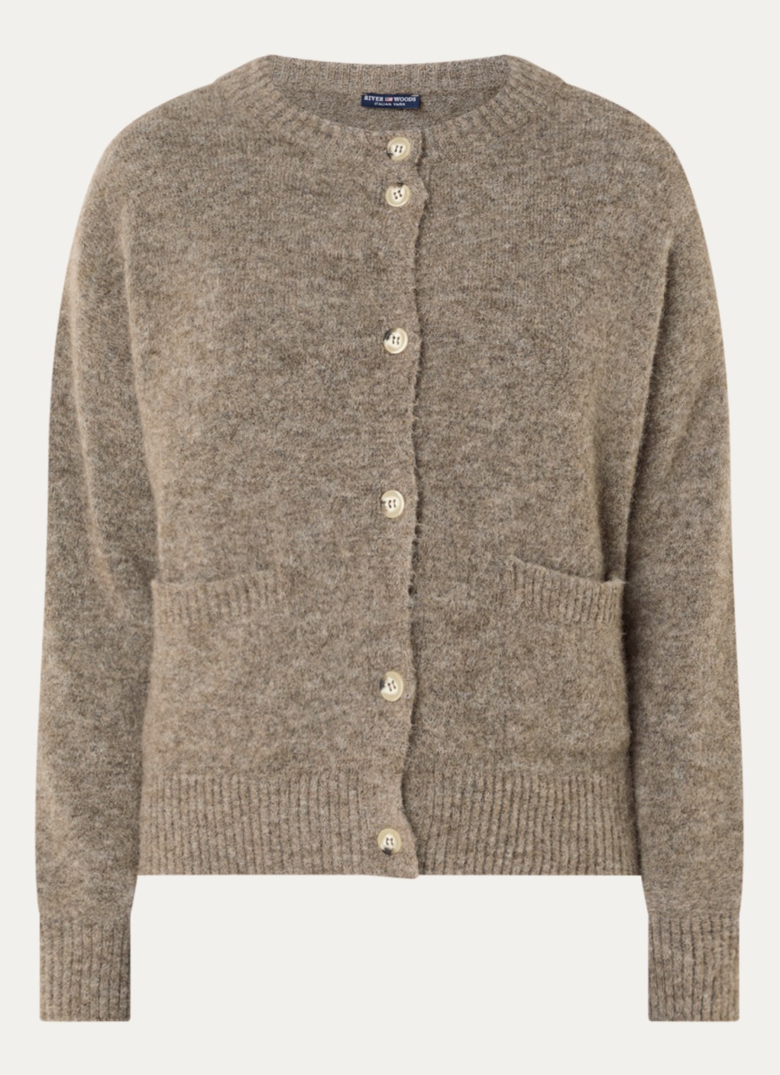 River Woods Fijngebreid vest in alpaca wolblend - voorkant 3 donkerbeige