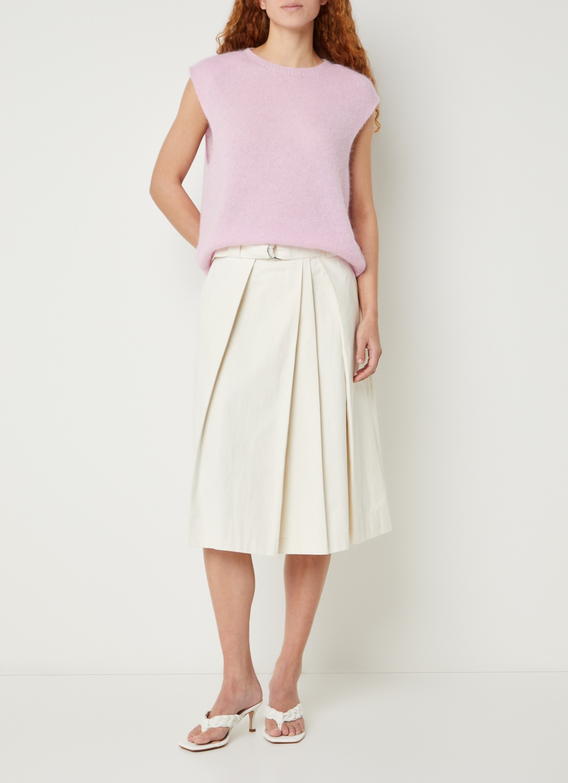 River Woods Fijngebreide spencer in alpaca wolblend - voorkant 3 roze
