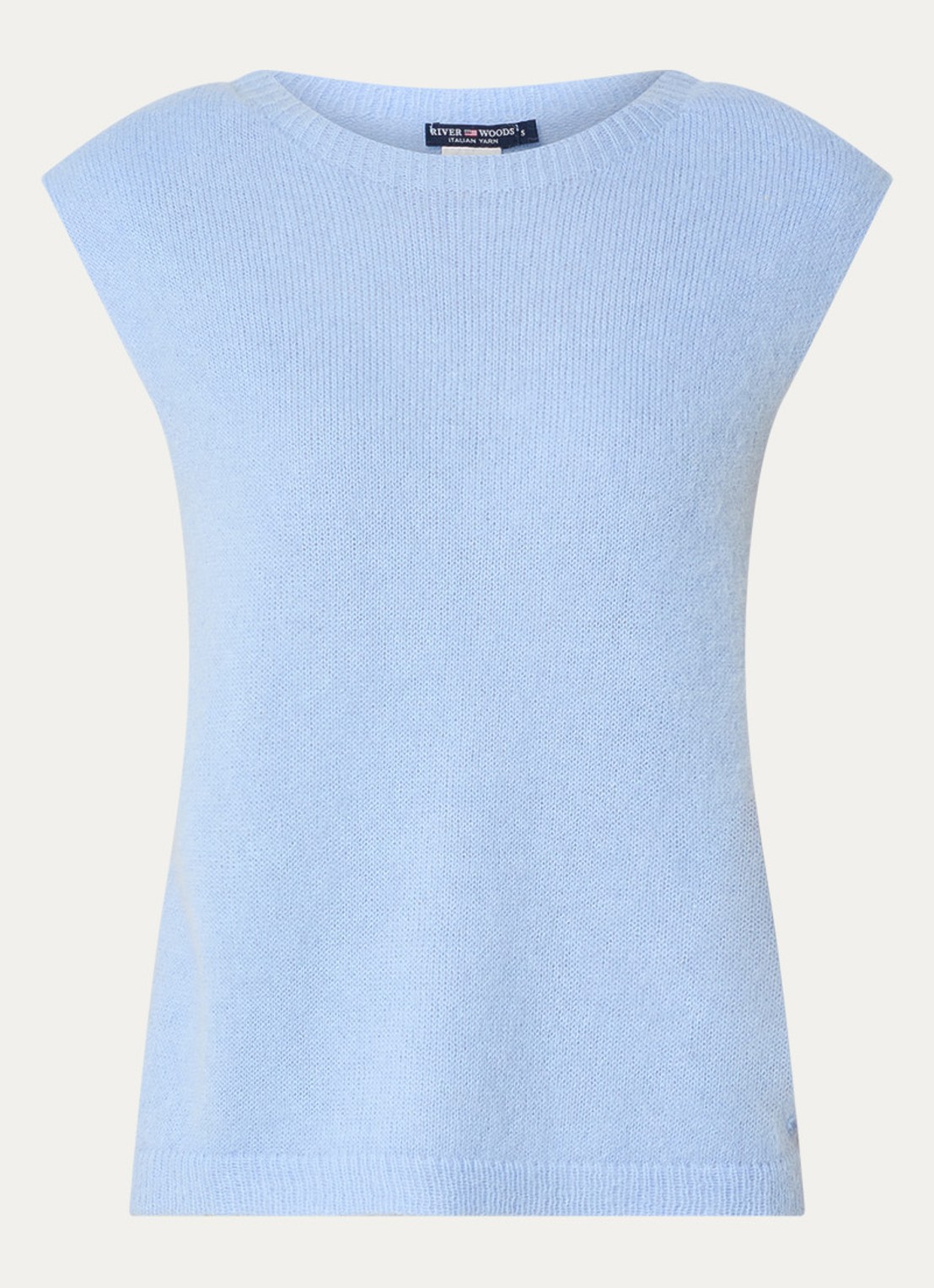 River Woods Fijngebreide spencer in alpaca wolblend - voorkant 2 blauwgrijs