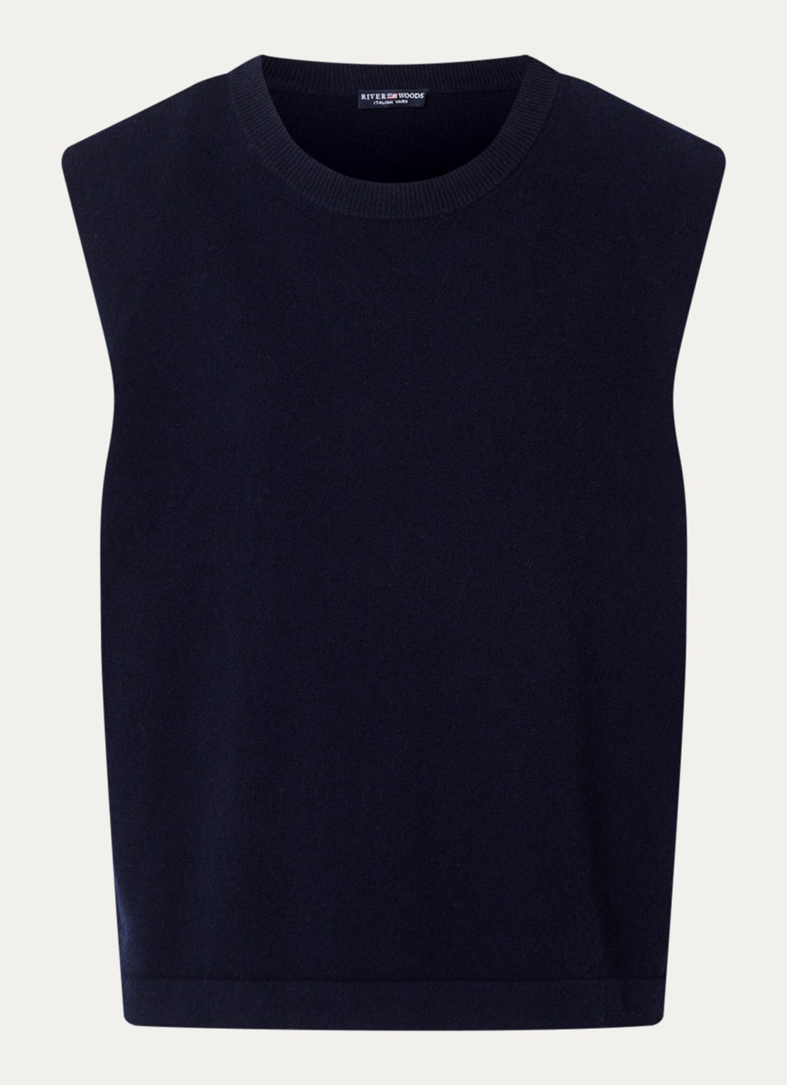River Woods Fijngebreide spencer met ronde hals - voorkant 2 donkerblauw