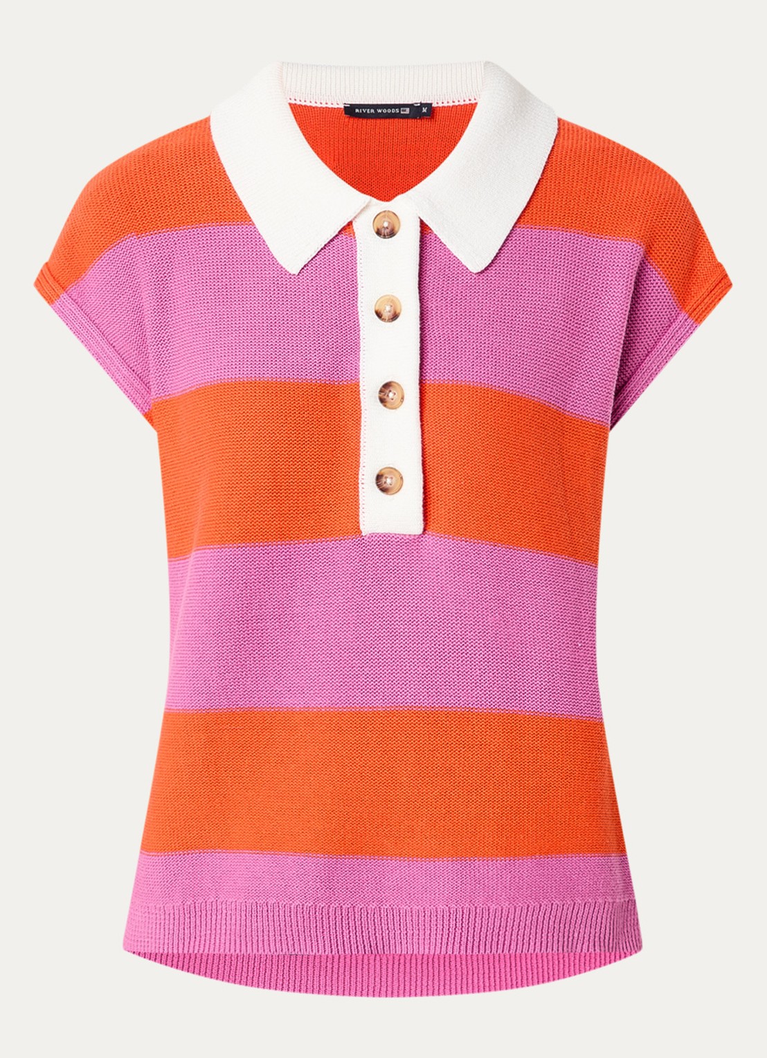 River Woods Fijngebreide top met streepprint - voorkant orange