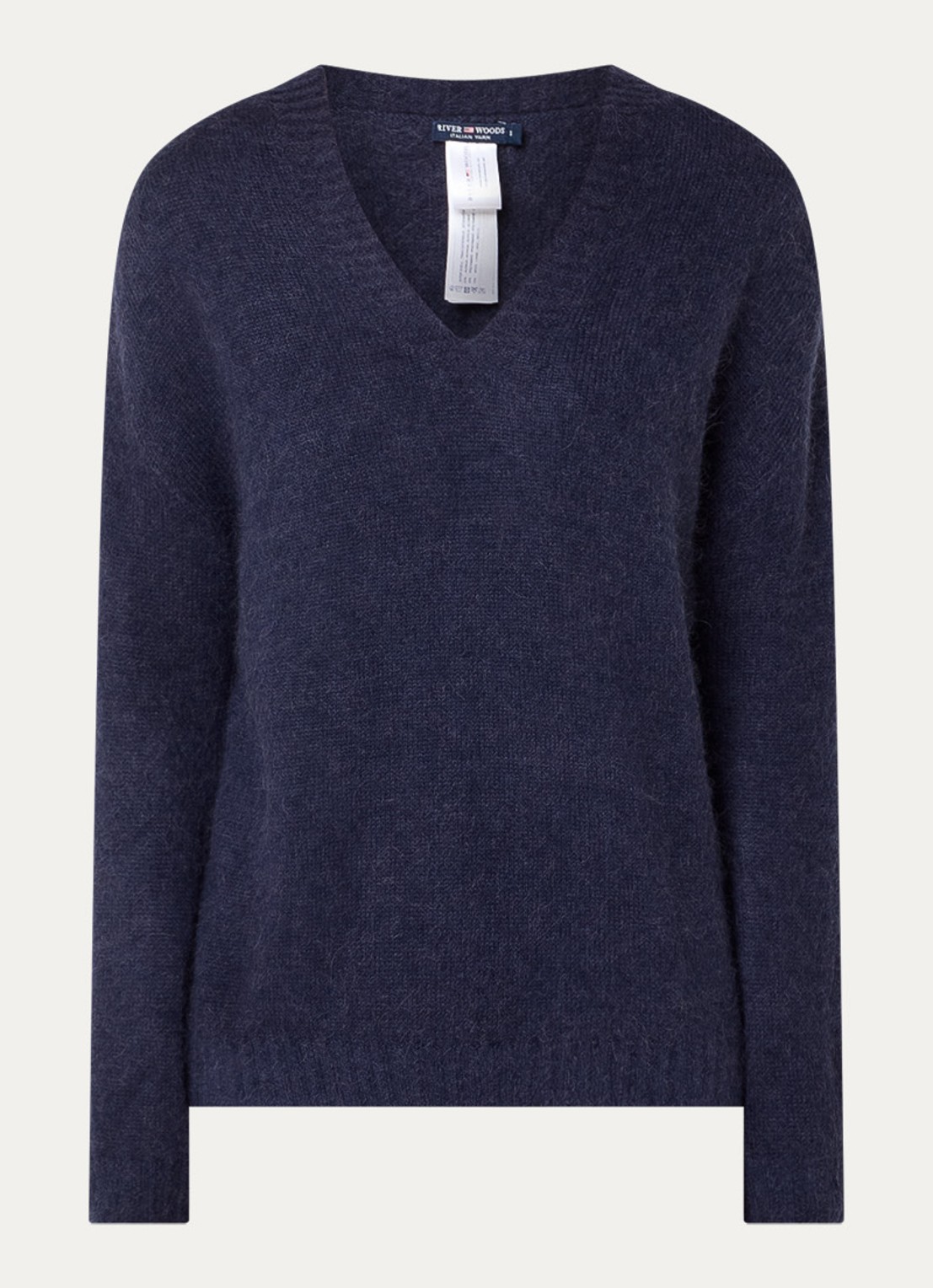 River Woods Fijngebreide trui in alpaca wolblend  - voorkant donkerblauw