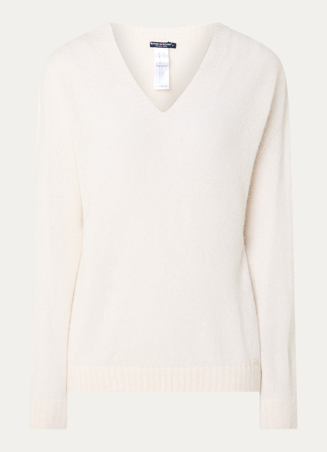 River Woods Fijngebreide trui in alpaca wolblend  - voorkant 3 creme