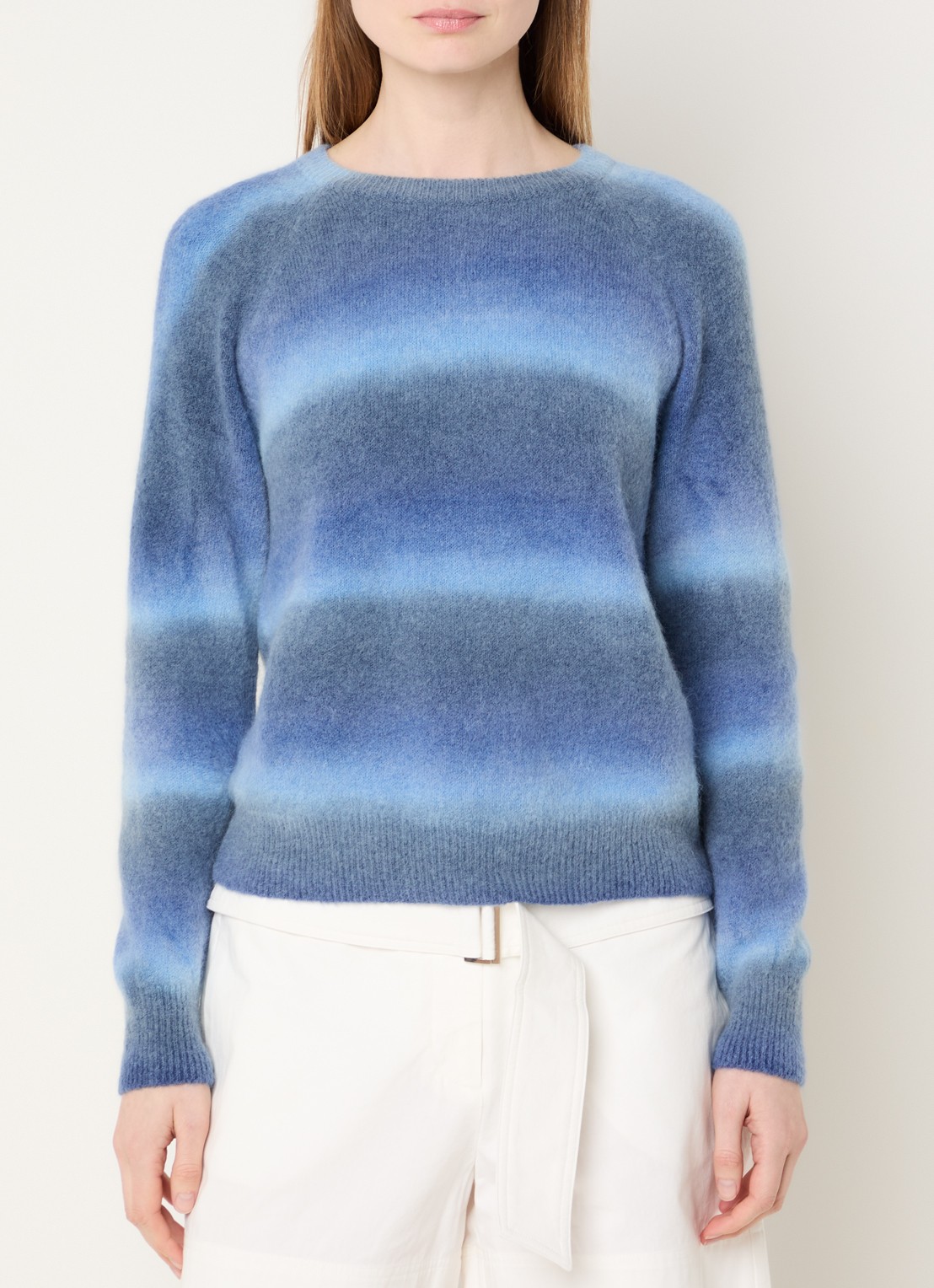 River Woods Fijngebreide trui in alpaca wolblend - detail indigo