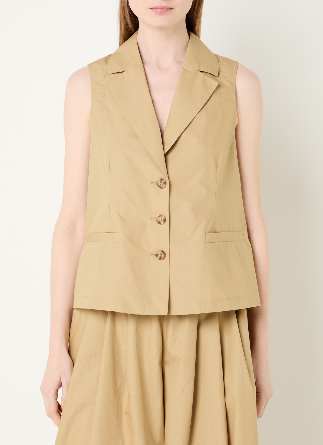 River Woods Gilet met paspelzakken - detail khaki