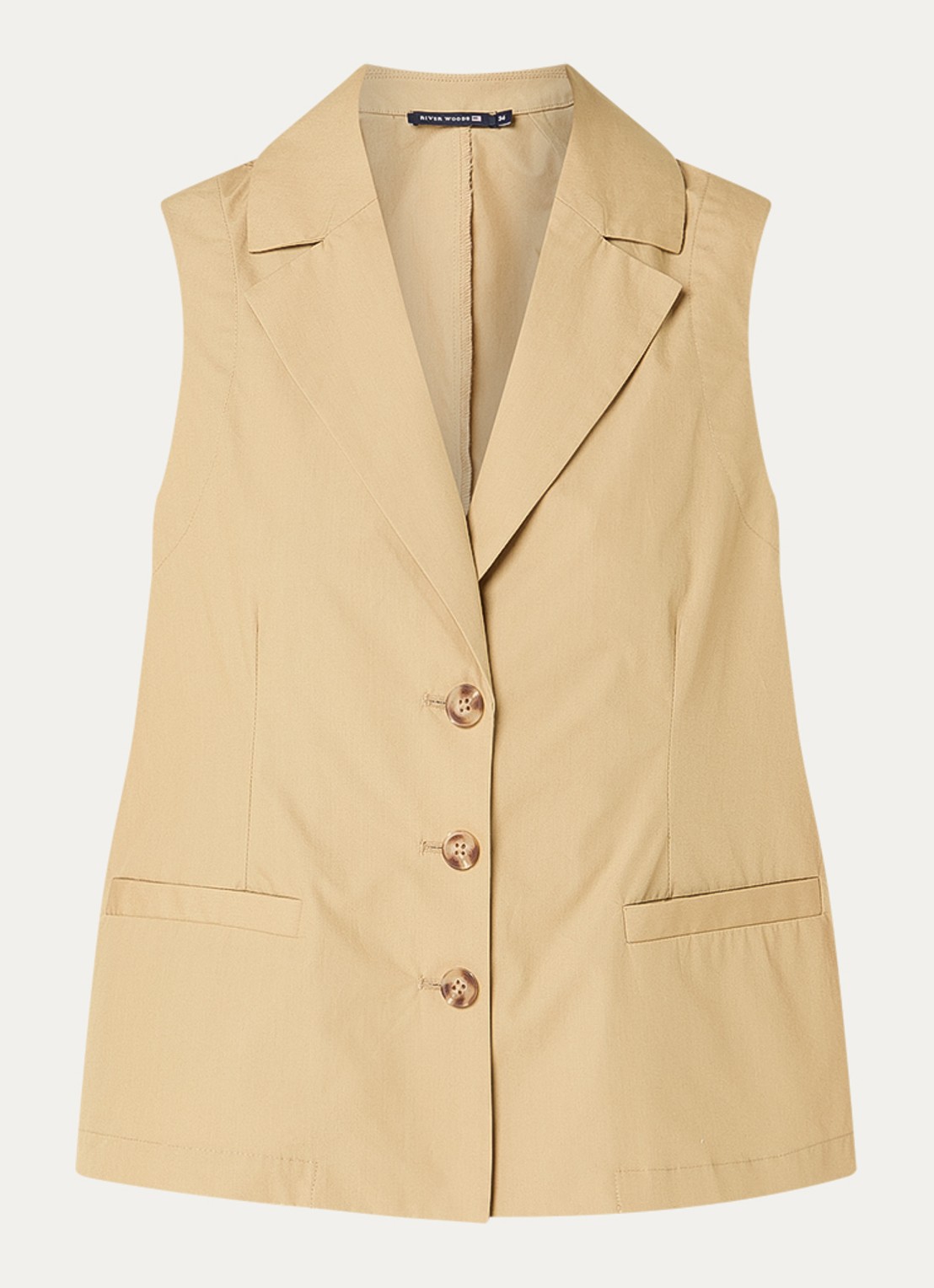 River Woods Gilet met paspelzakken - voorkant 3 khaki